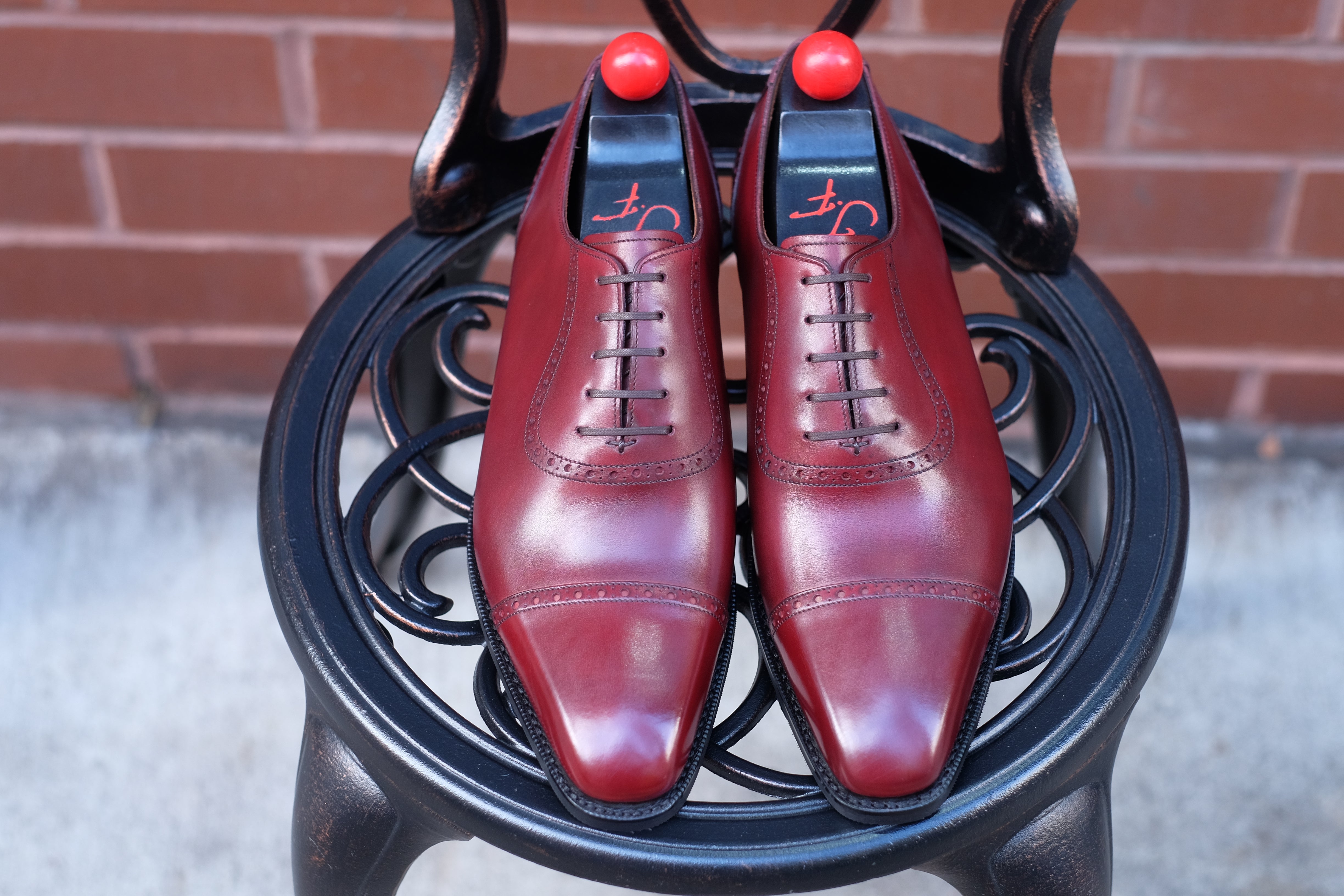 Sunnyside - MTO - Burgundy Calf - MGF Last - City Rubber Sole-Made To Order Captoe Cap Toe Brogue Oxfords-J.FitzPatrick Footwear