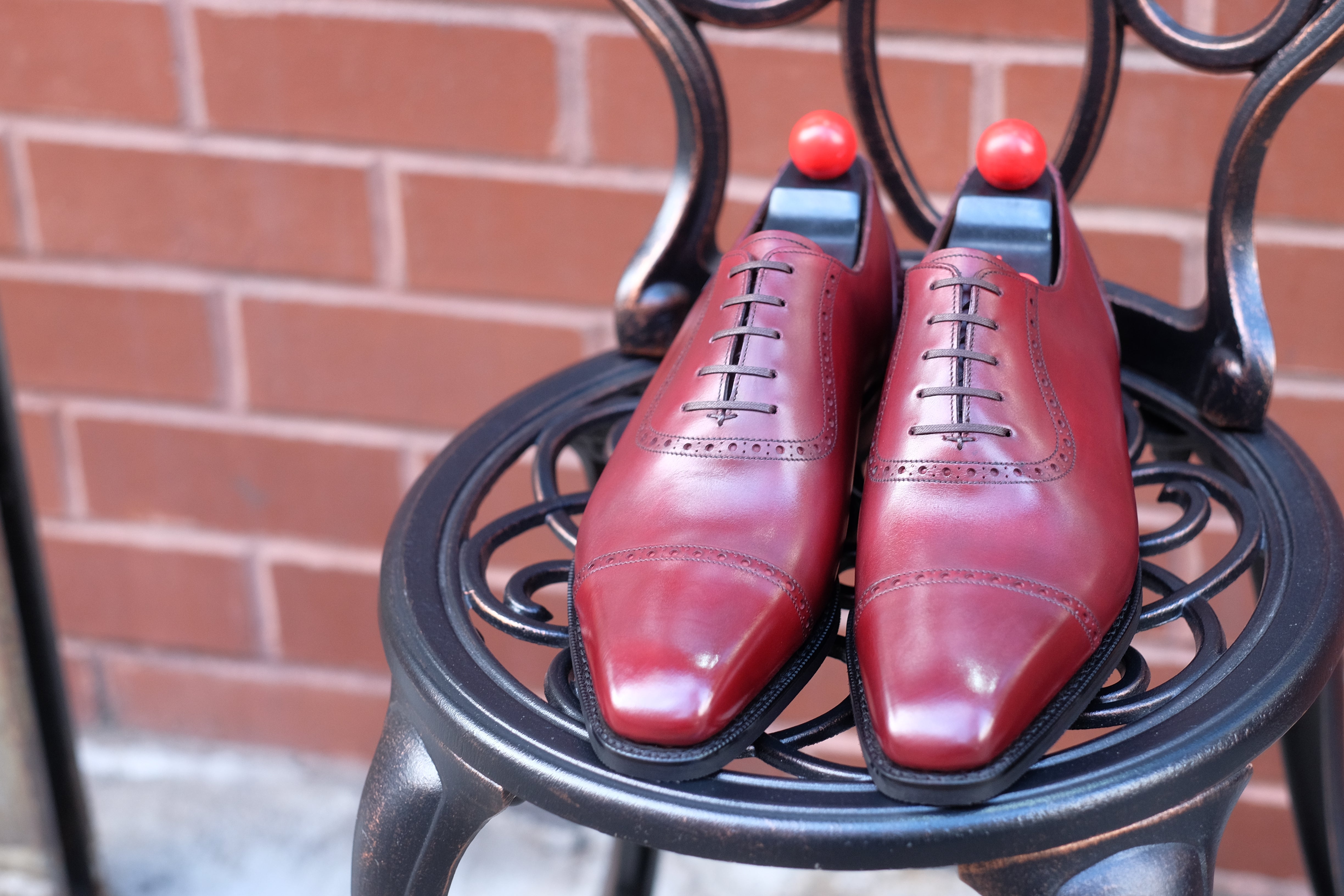 Sunnyside - MTO - Burgundy Calf - MGF Last - City Rubber Sole-Made To Order Captoe Cap Toe Brogue Oxfords-J.FitzPatrick Footwear
