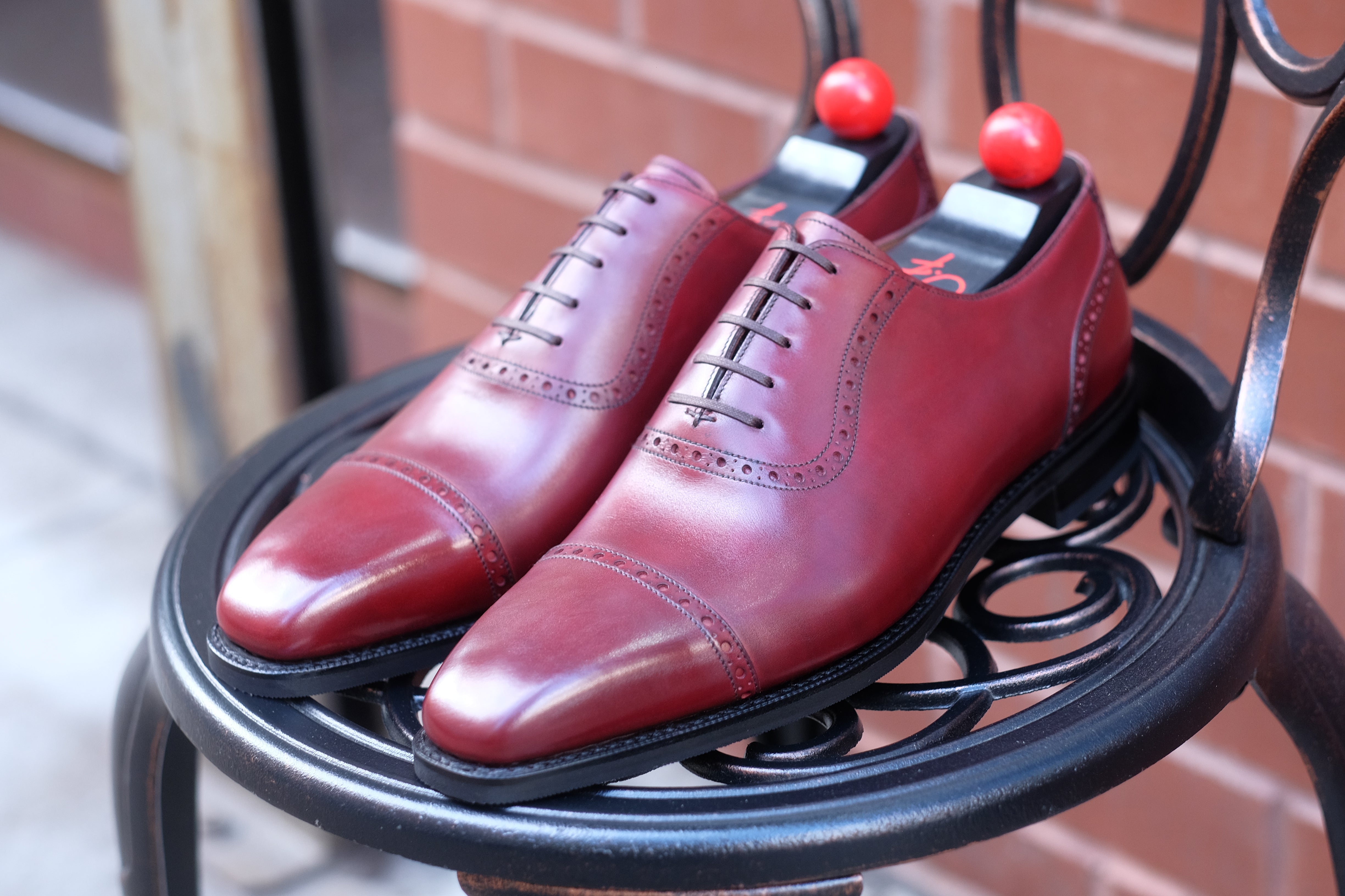 Sunnyside - MTO - Burgundy Calf - MGF Last - City Rubber Sole-Made To Order Captoe Cap Toe Brogue Oxfords-J.FitzPatrick Footwear