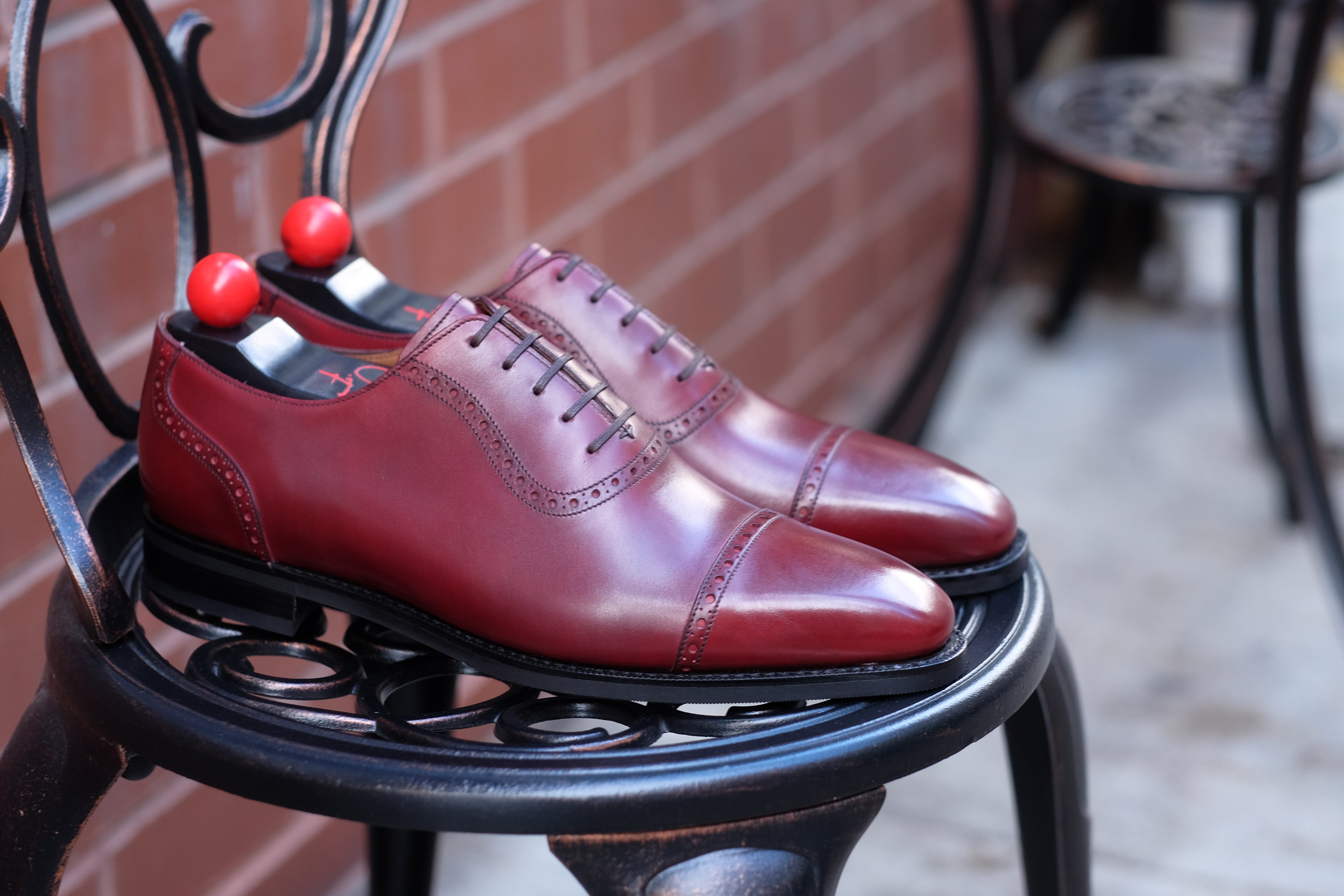 Sunnyside - MTO - Burgundy Calf - MGF Last - City Rubber Sole-Made To Order Captoe Cap Toe Brogue Oxfords-J.FitzPatrick Footwear