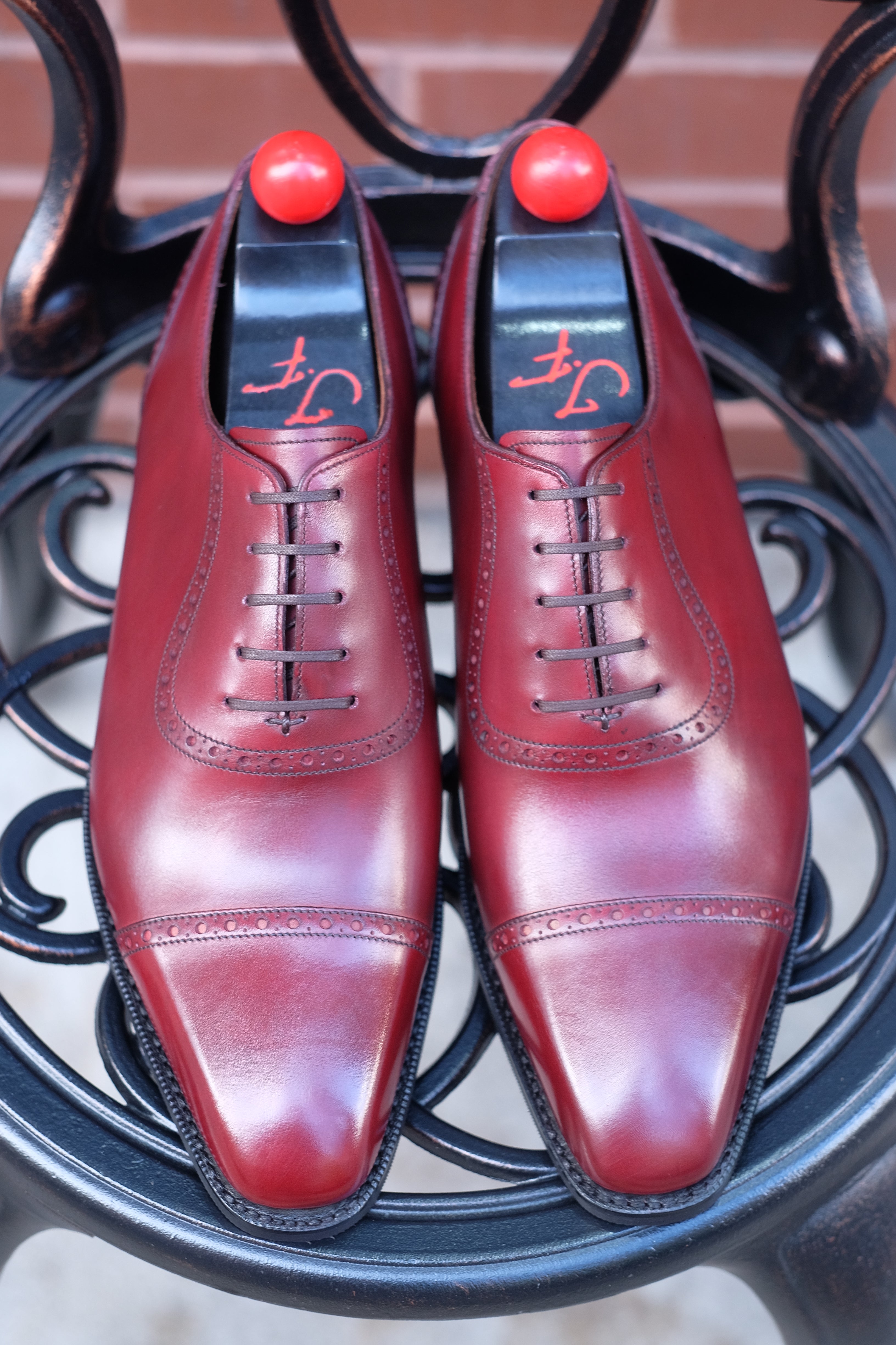 Sunnyside - MTO - Burgundy Calf - MGF Last - City Rubber Sole-Made To Order Captoe Cap Toe Brogue Oxfords-J.FitzPatrick Footwear
