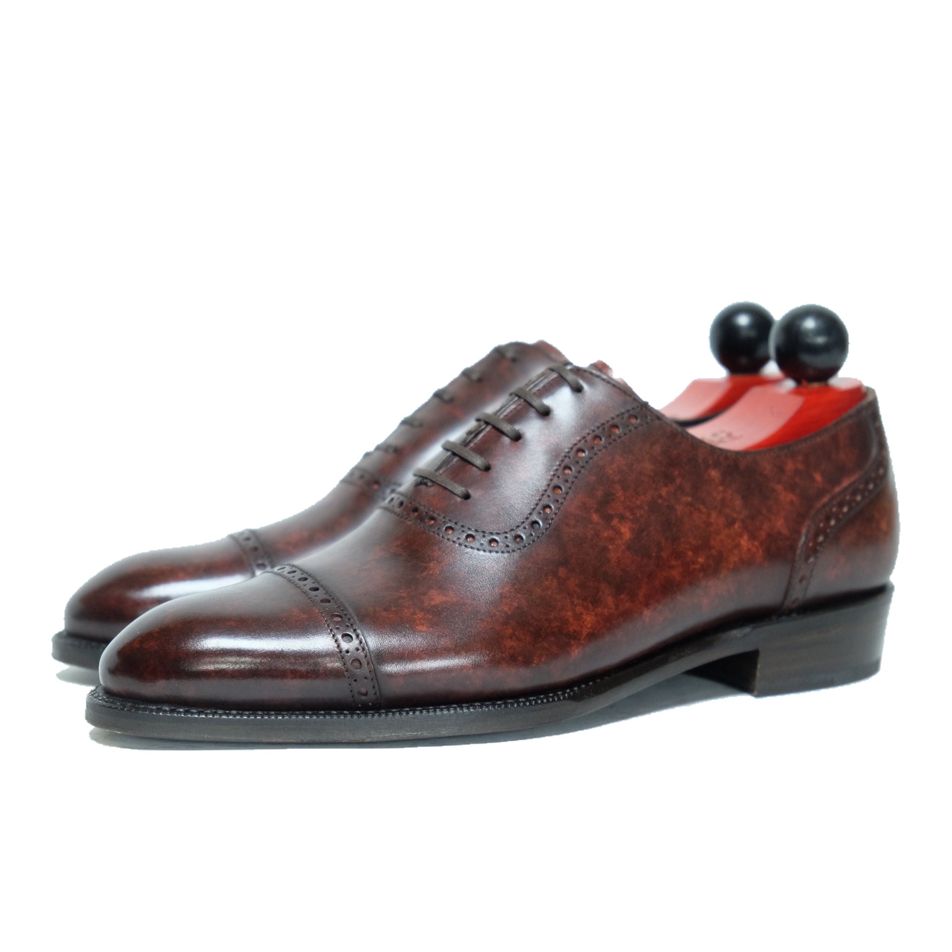 Sunnyside - MTO - Walnut Marble Patina - TMG Last - Single Leather Sole-Made To Order Captoe Cap Toe Brogue Oxfords-J.FitzPatrick Footwear