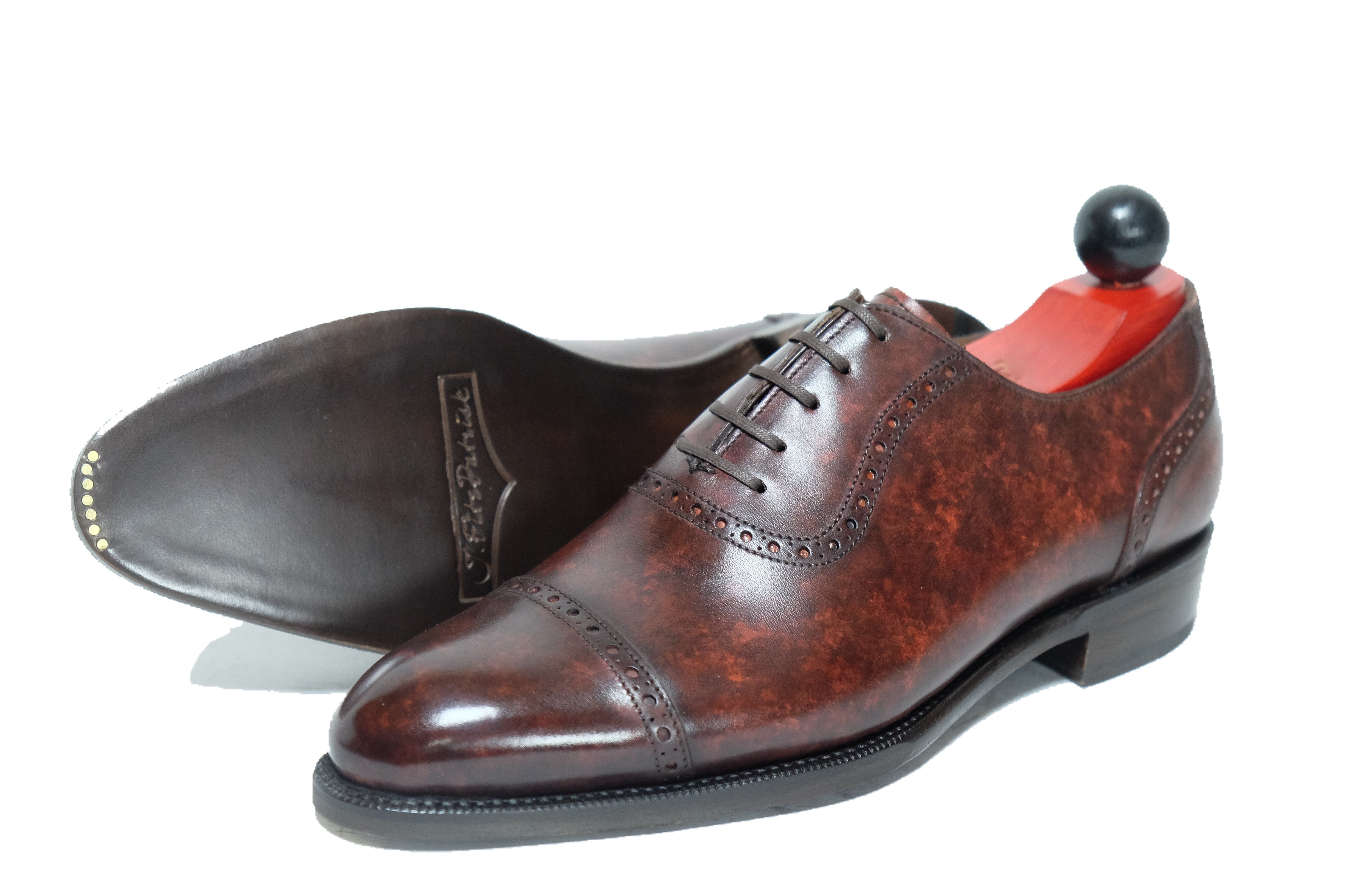 Sunnyside - MTO - Walnut Marble Patina - TMG Last - Single Leather Sole-Made To Order Captoe Cap Toe Brogue Oxfords-J.FitzPatrick Footwear