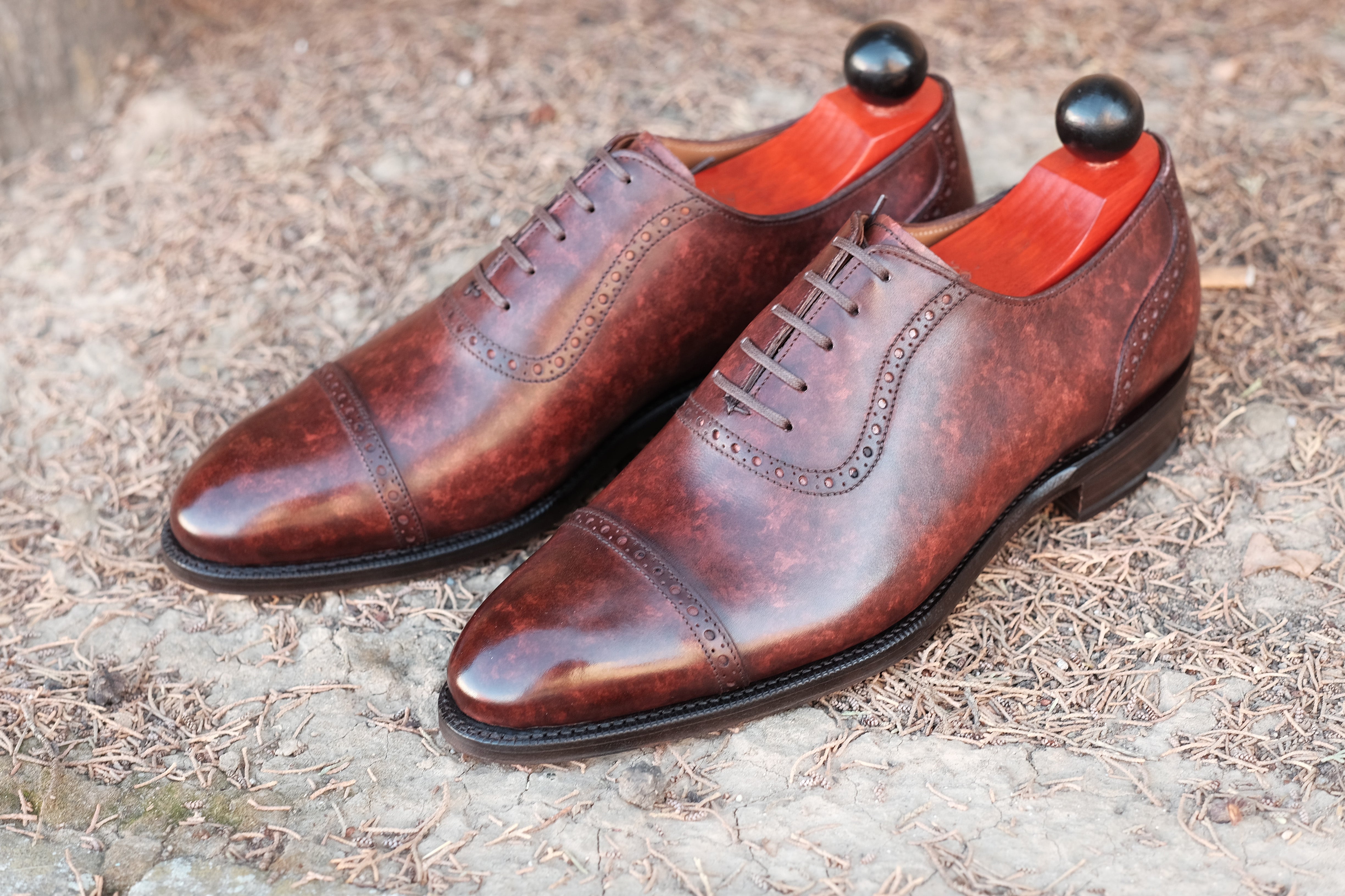 Sunnyside - MTO - Walnut Marble Patina - TMG Last - Single Leather Sole-Made To Order Captoe Cap Toe Brogue Oxfords-J.FitzPatrick Footwear