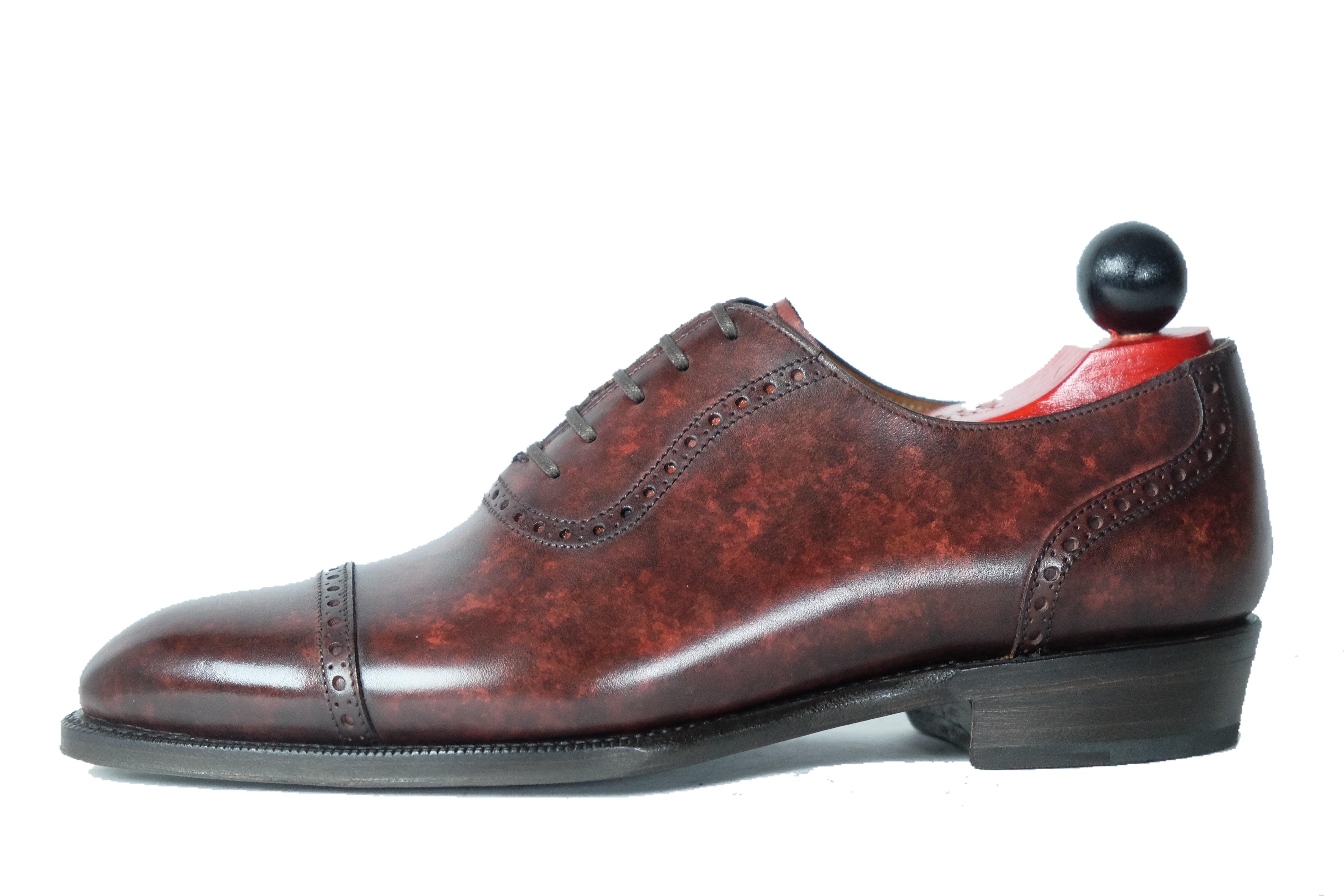 Sunnyside - MTO - Walnut Marble Patina - TMG Last - Single Leather Sole-Made To Order Captoe Cap Toe Brogue Oxfords-J.FitzPatrick Footwear