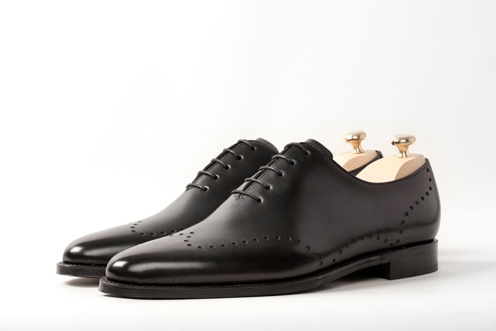 Tony - MTO - Black Calf - JKF Last - Single Leather Sole-Made To Order Wholecut Whole Cut Wingtip Oxfords-J.FitzPatrick Footwear