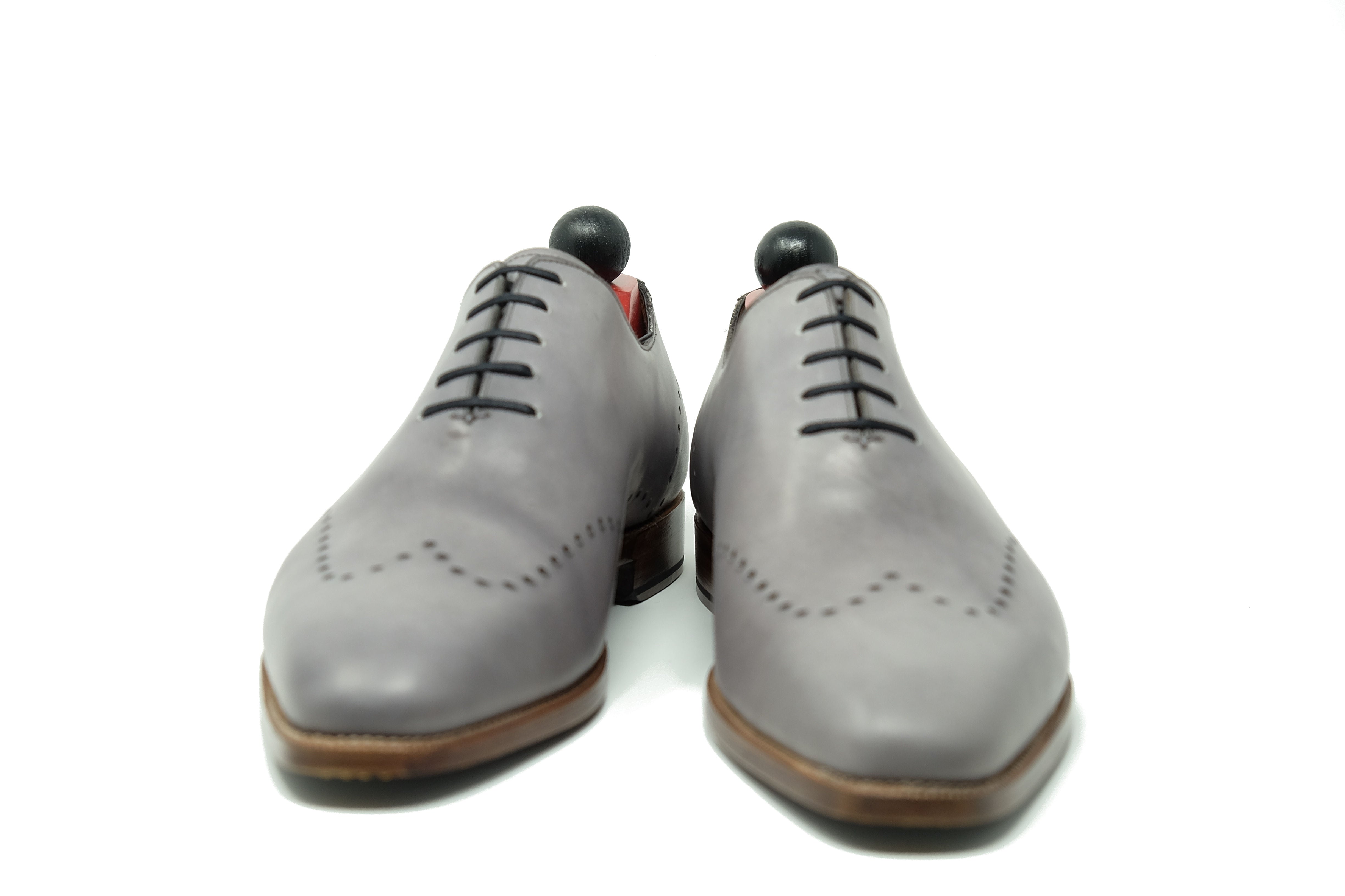Tony - MTO - Unfinished Grey Calf - LPB Last - Natural Single Leather Sole-Made To Order Wholecut Whole Cut Wingtip Oxfords-J.FitzPatrick Footwear