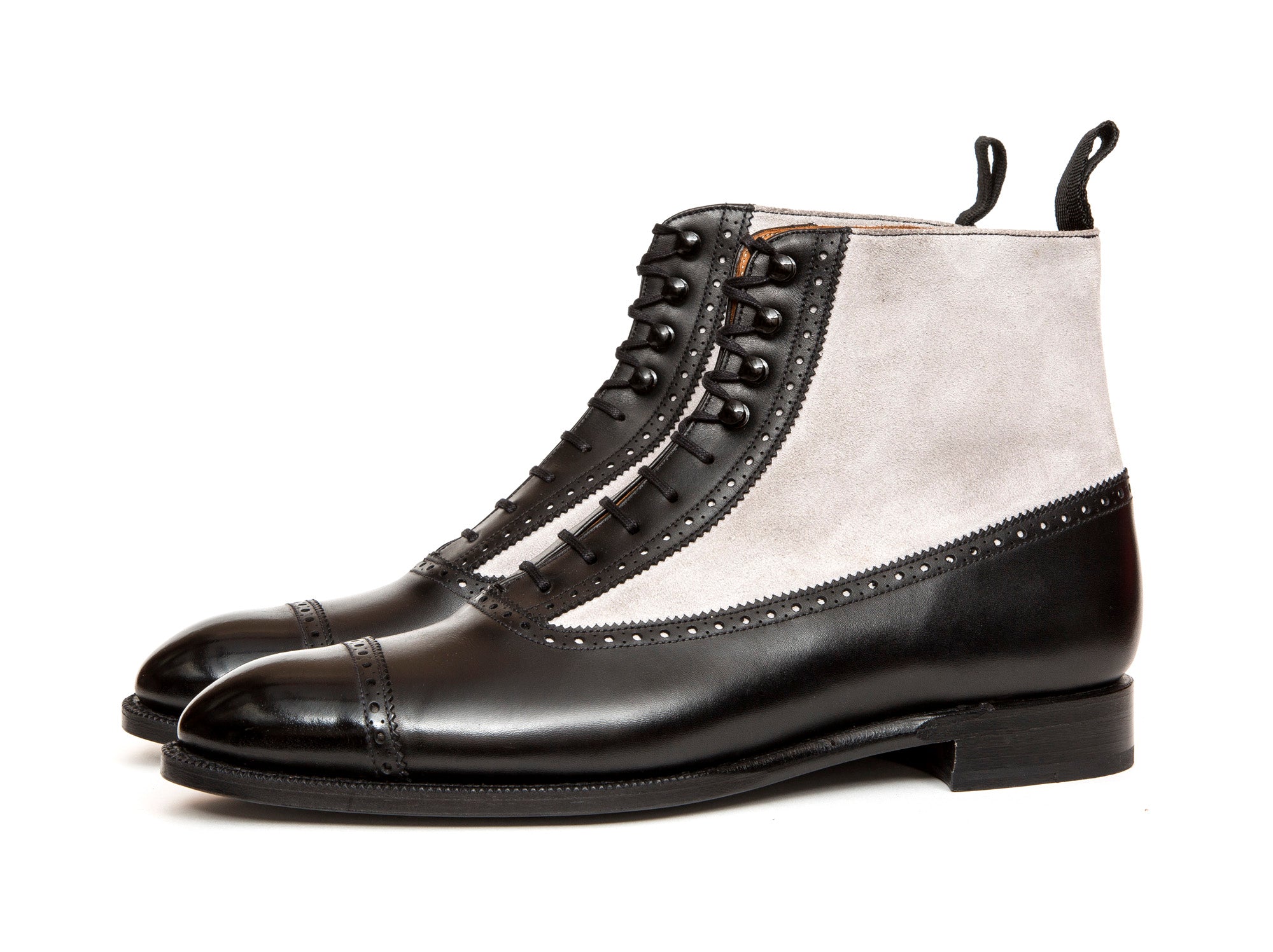 Tyler - MTO - Black Calf / Pearl Grey Suede - NGT Last - Single Leather Sole-Made To Order Boot Spectator Balmoral-J.FitzPatrick Footwear