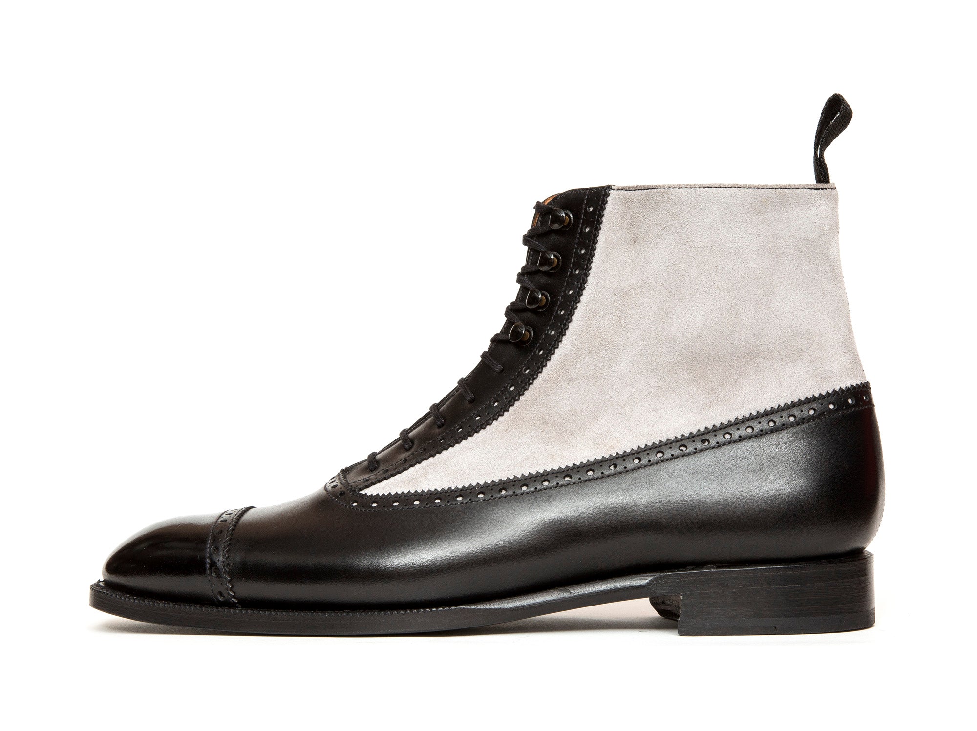 Tyler - MTO - Black Calf / Pearl Grey Suede - NGT Last - Single Leather Sole-Made To Order Boot Spectator Balmoral-J.FitzPatrick Footwear