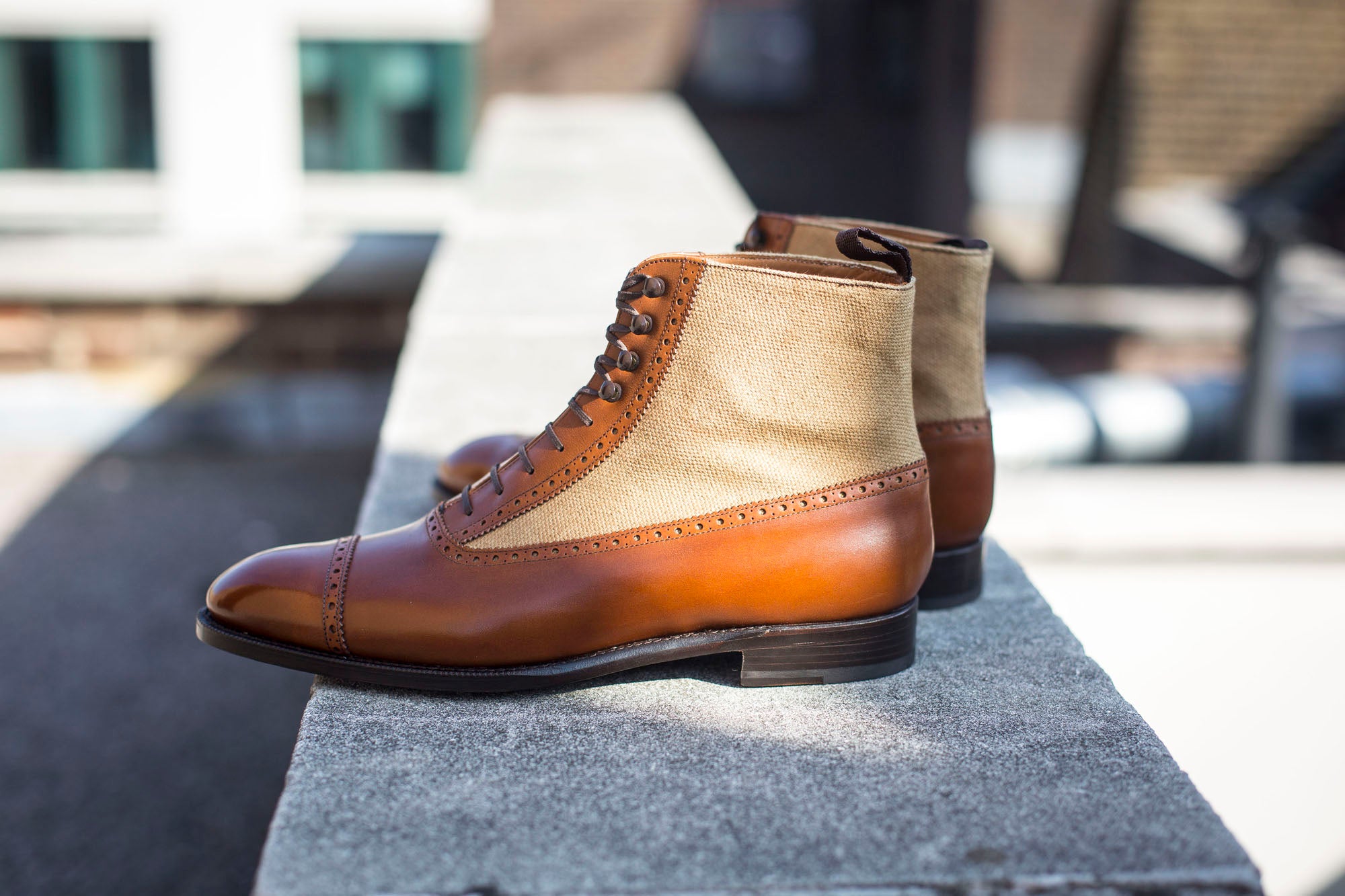Tyler - MTO - Maple Calf / Hemp Canvas - NGT Last - Single Leather Sole-Made To Order Boot Spectator Balmoral-J.FitzPatrick Footwear