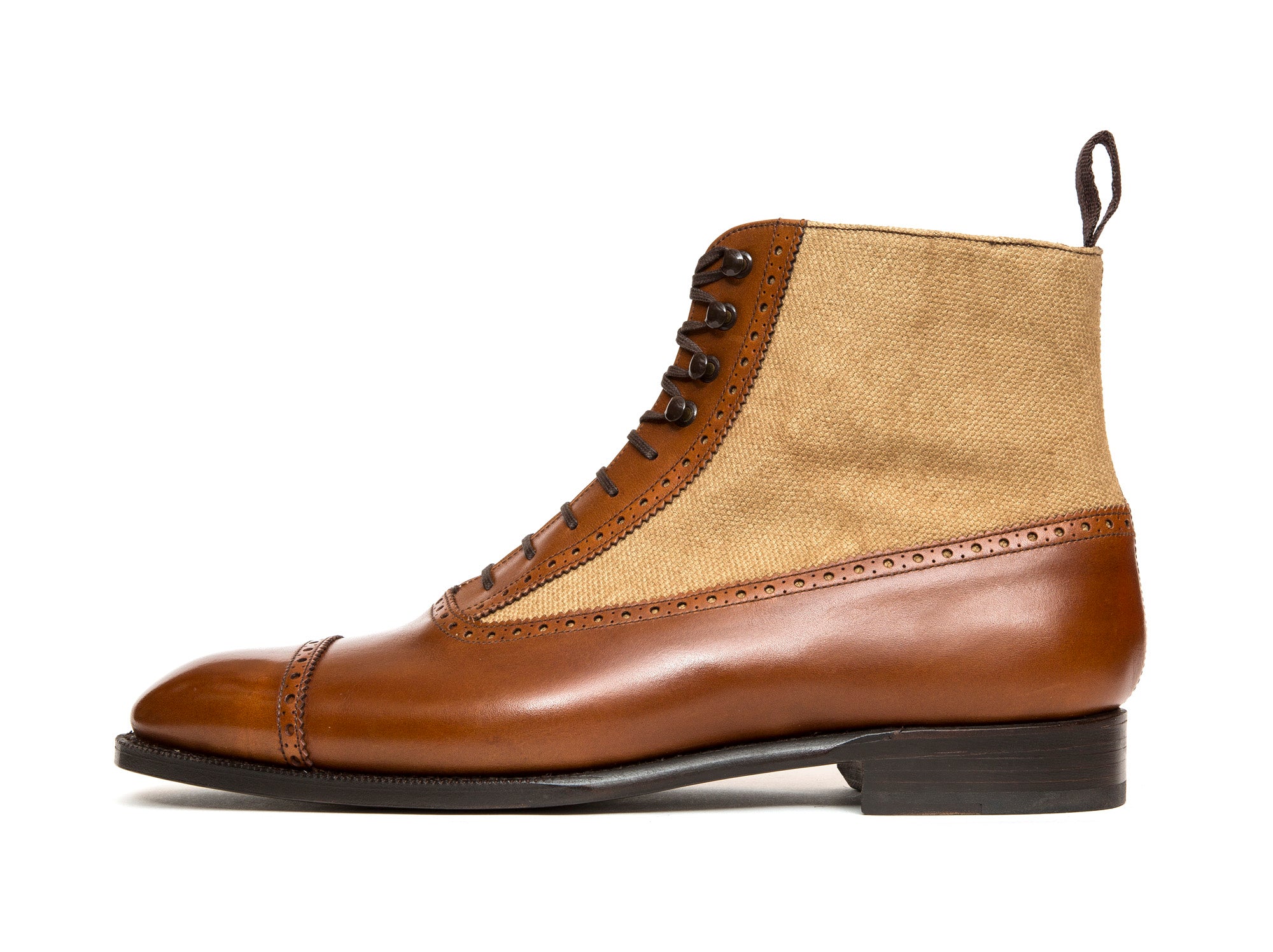 Tyler - MTO - Maple Calf / Hemp Canvas - NGT Last - Single Leather Sole-Made To Order Boot Spectator Balmoral-J.FitzPatrick Footwear