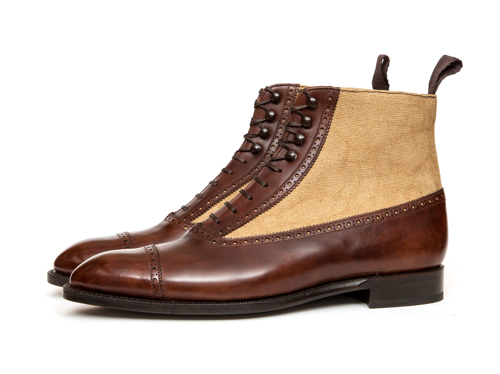 Tyler - MTO - Walnut Museum Calf / Hemp Canvas - NGT Last - Single Leather Sole-Made To Order Boot Spectator Balmoral-J.FitzPatrick Footwear