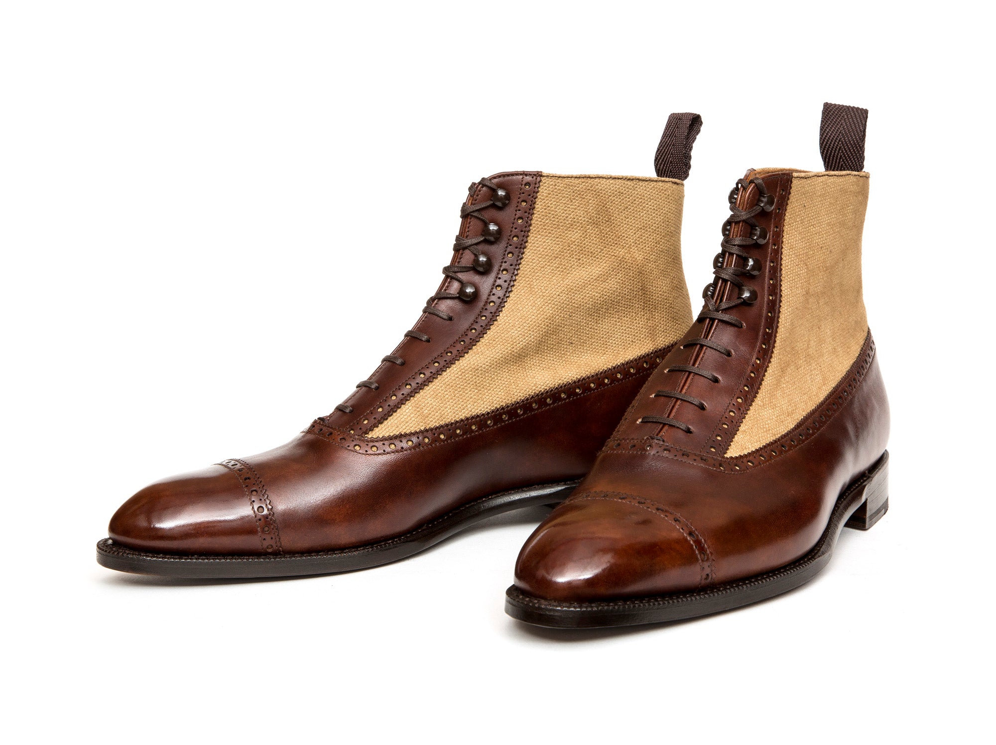Tyler - MTO - Walnut Museum Calf / Hemp Canvas - NGT Last - Single Leather Sole-Made To Order Boot Spectator Balmoral-J.FitzPatrick Footwear