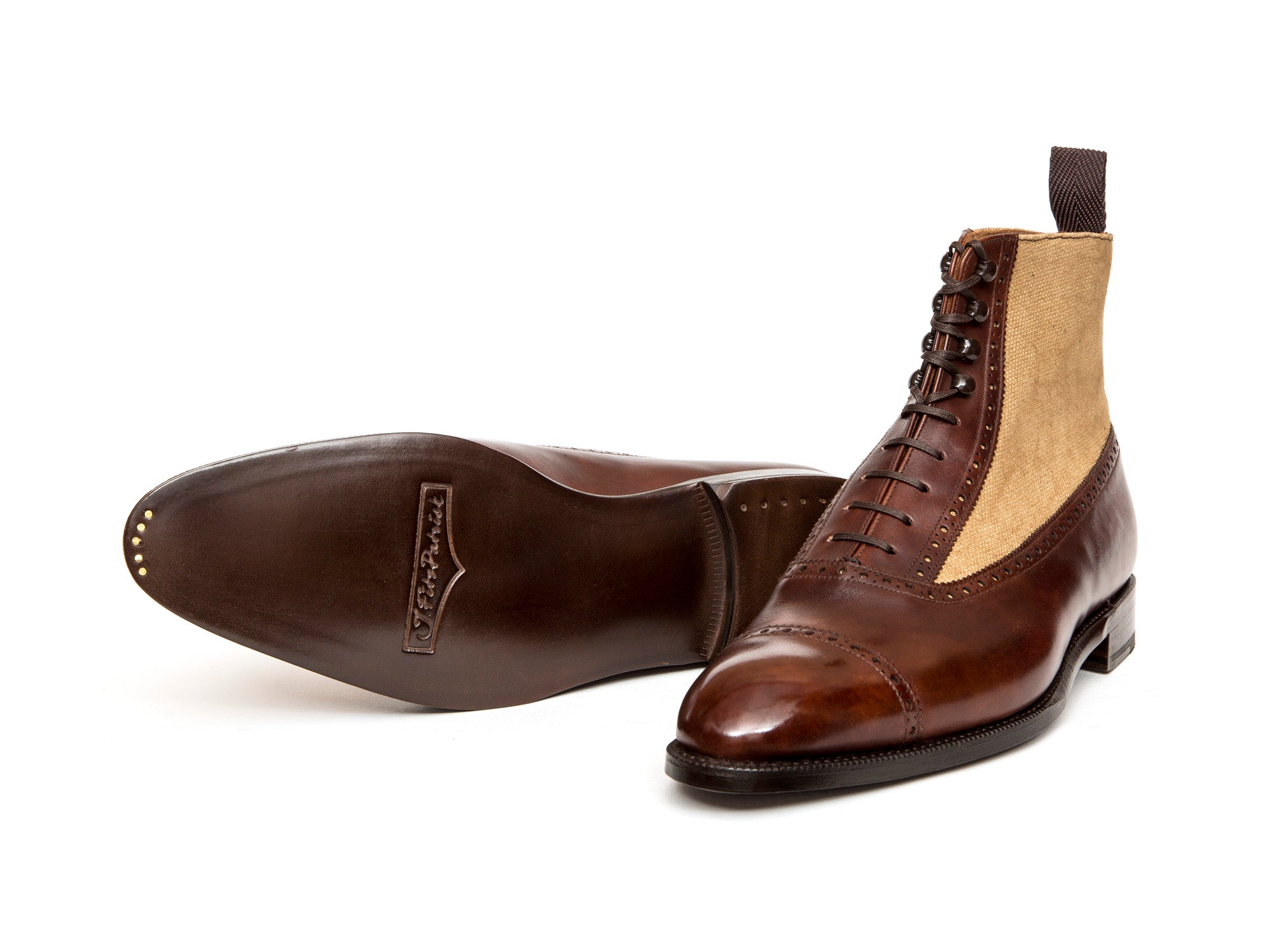 Tyler - MTO - Walnut Museum Calf / Hemp Canvas - NGT Last - Single Leather Sole-Made To Order Boot Spectator Balmoral-J.FitzPatrick Footwear