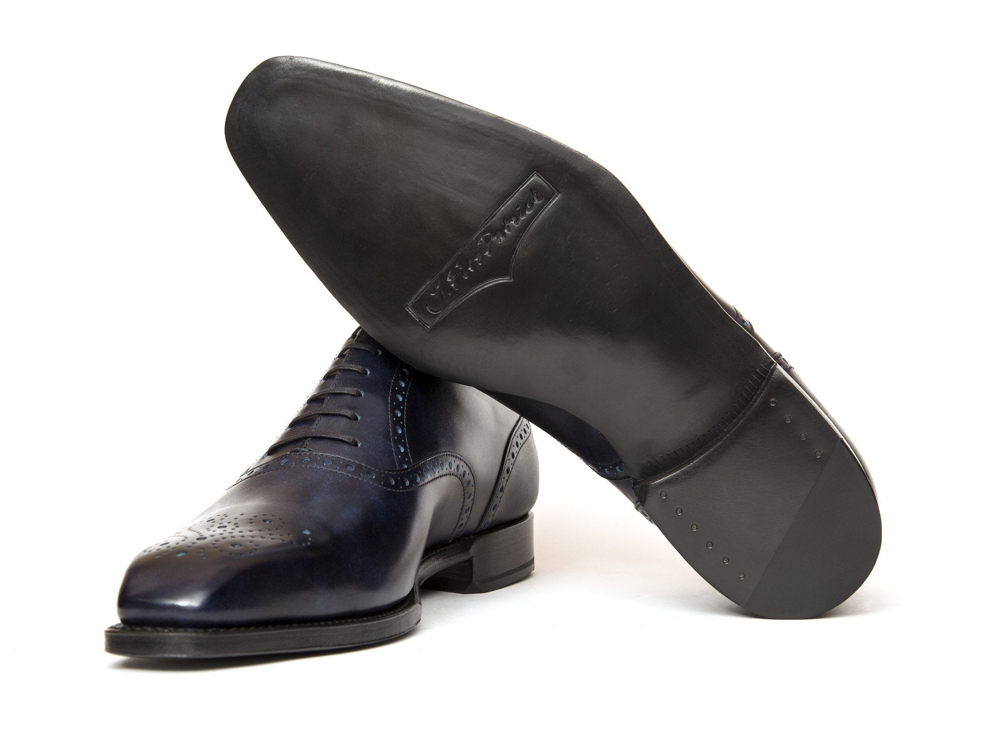 Wallingford II - MTO - Navy Museum Calf - MGF Last - Single Leather Sole-Made To Order Medallion Brogue Oxfords-J.FitzPatrick Footwear