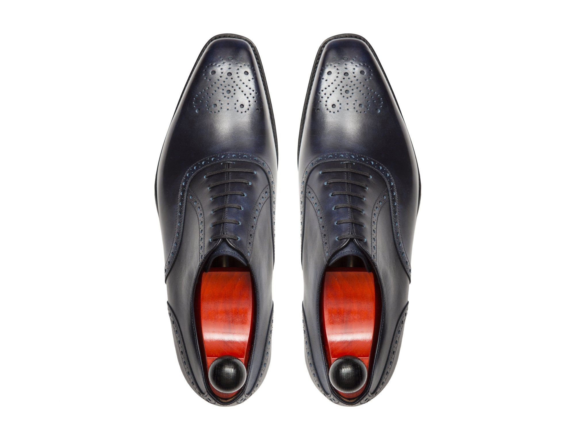 Wallingford II - MTO - Navy Museum Calf - MGF Last - Single Leather Sole-Made To Order Medallion Brogue Oxfords-J.FitzPatrick Footwear