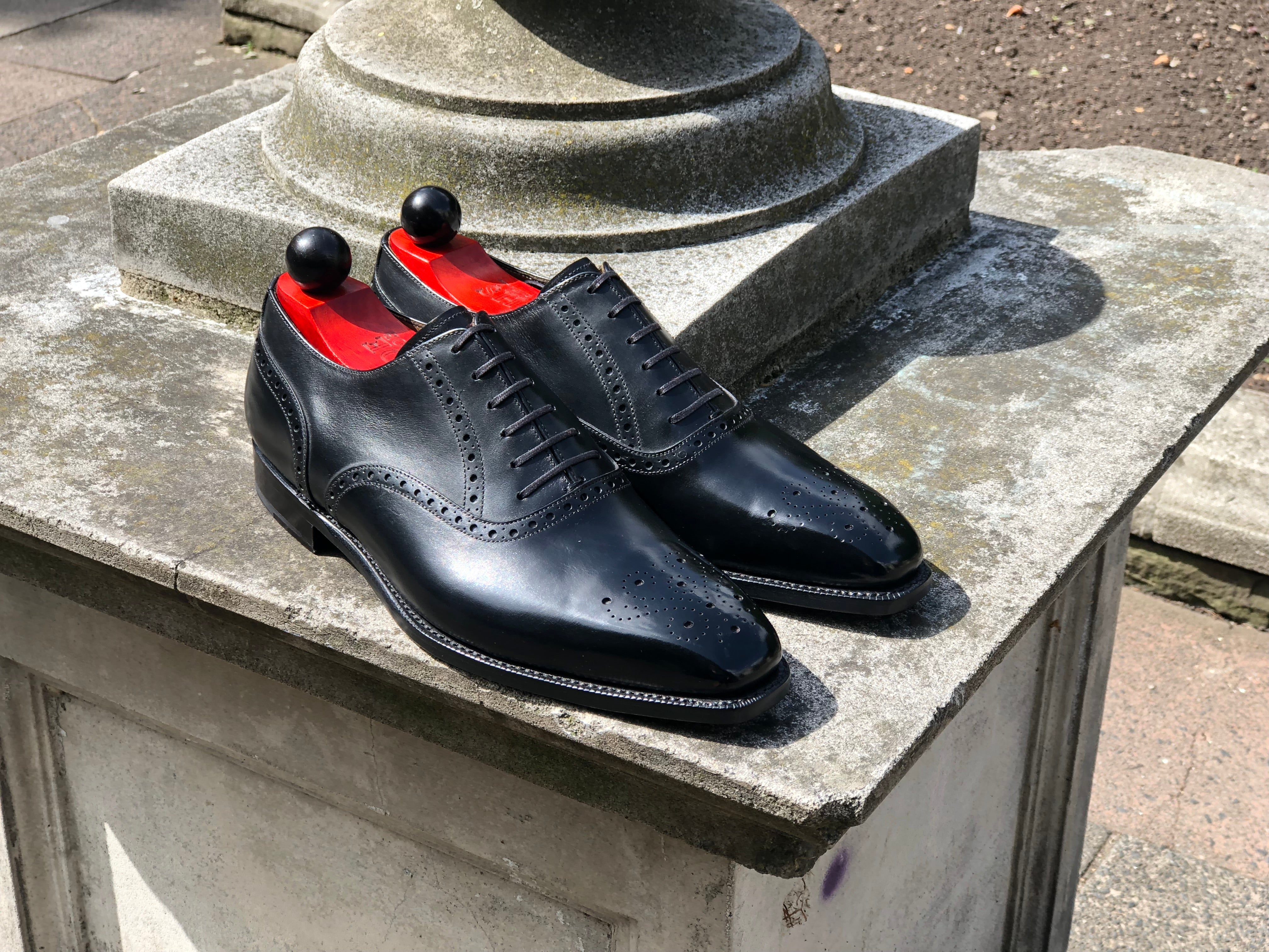 Wallingford - MTO - Black Calf - MGF Last - Single Leather Sole-Made To Order Medallion Brogue Oxfords-J.FitzPatrick Footwear