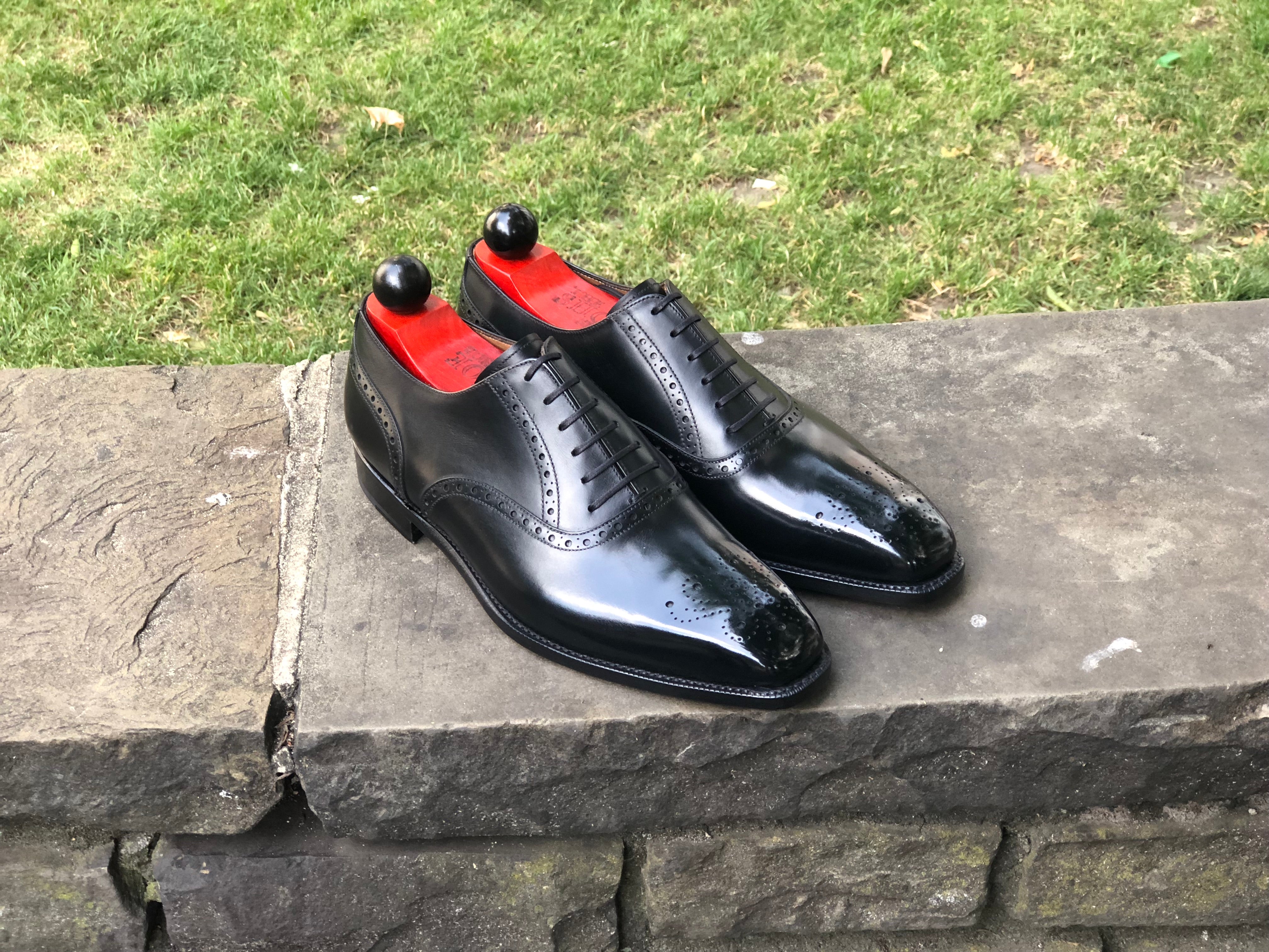 Wallingford - MTO - Black Calf - MGF Last - Single Leather Sole-Made To Order Medallion Brogue Oxfords-J.FitzPatrick Footwear