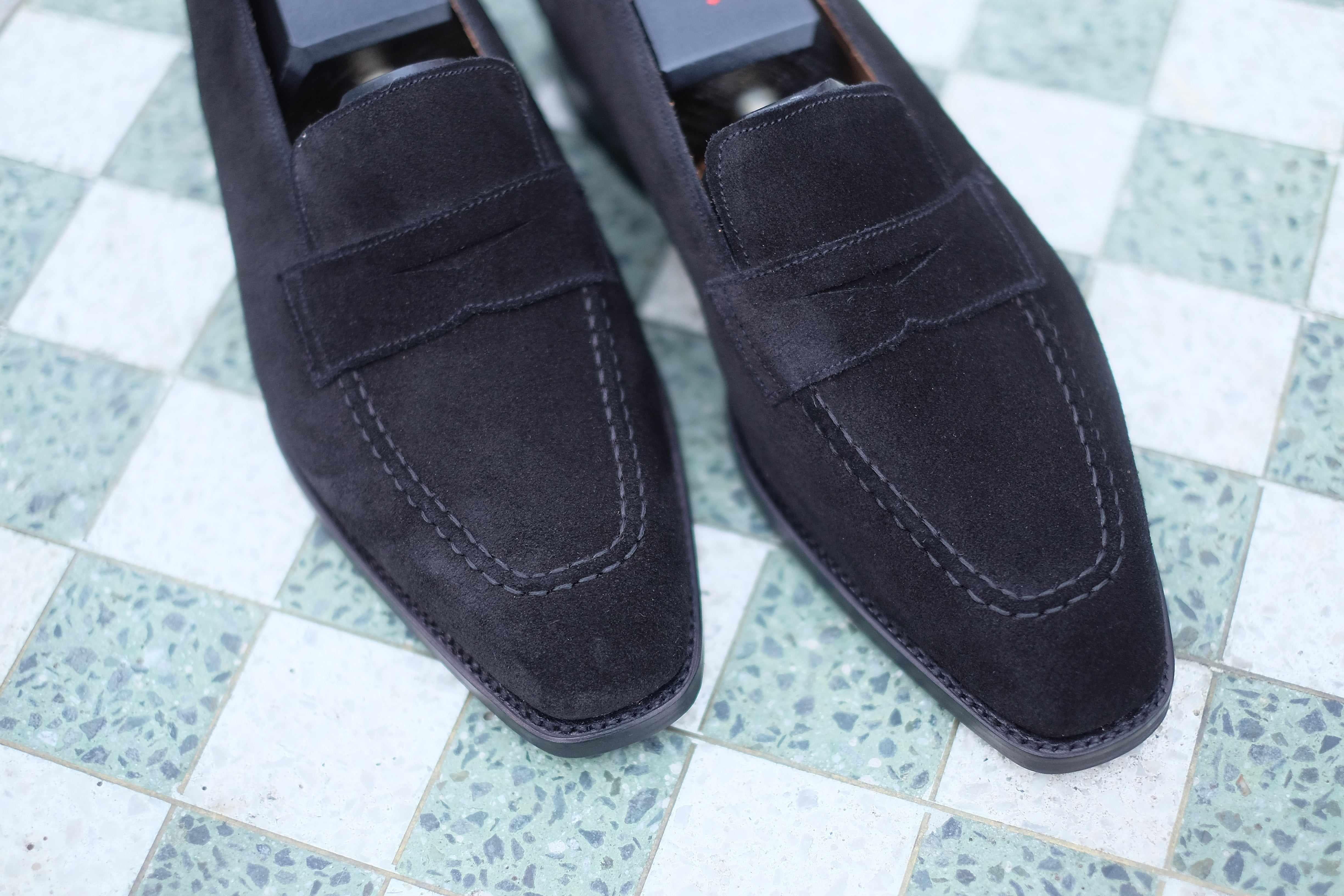 Washington - Black Suede-Penny Loafers-J.FitzPatrick Footwear