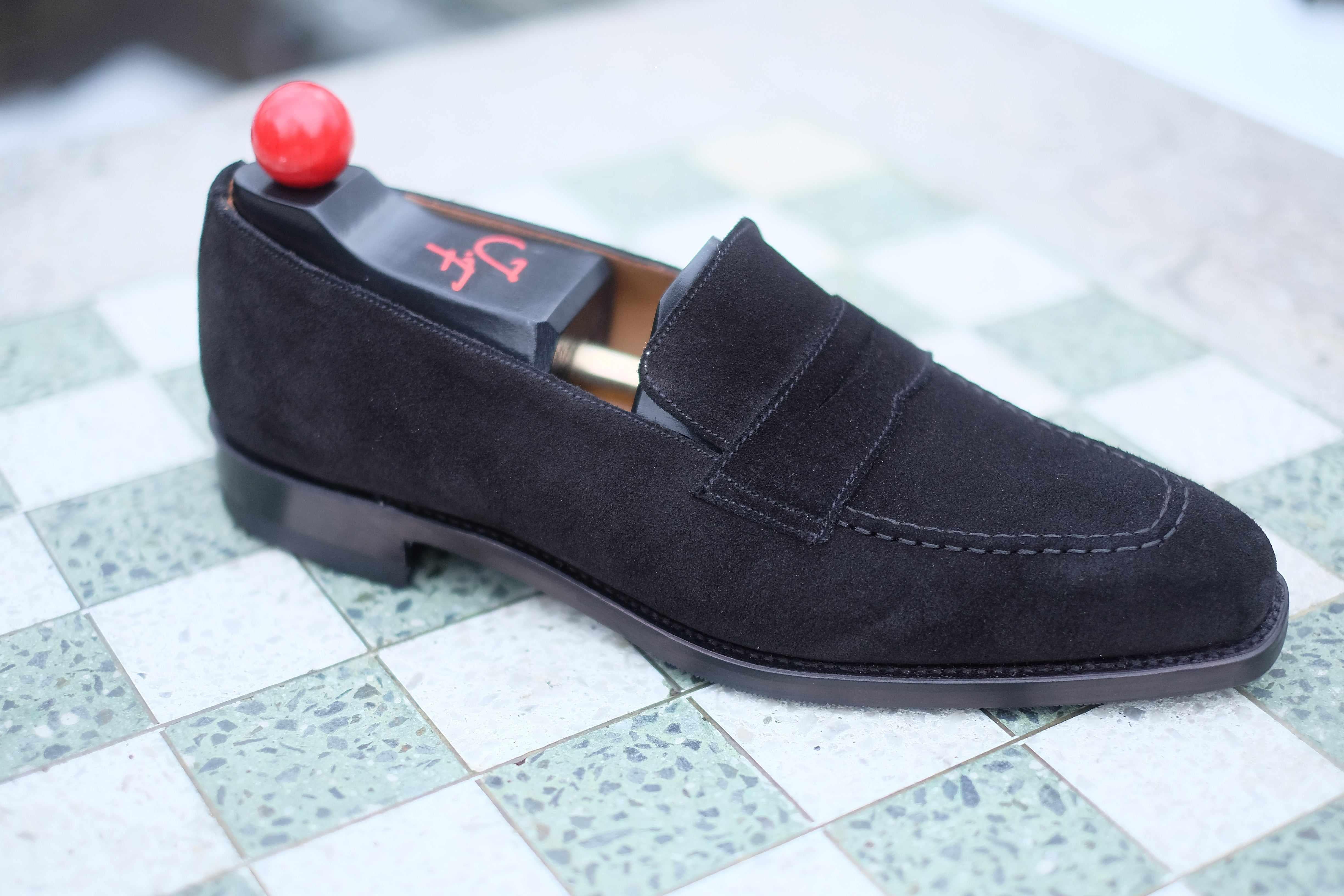 Washington - Black Suede-Penny Loafers-J.FitzPatrick Footwear