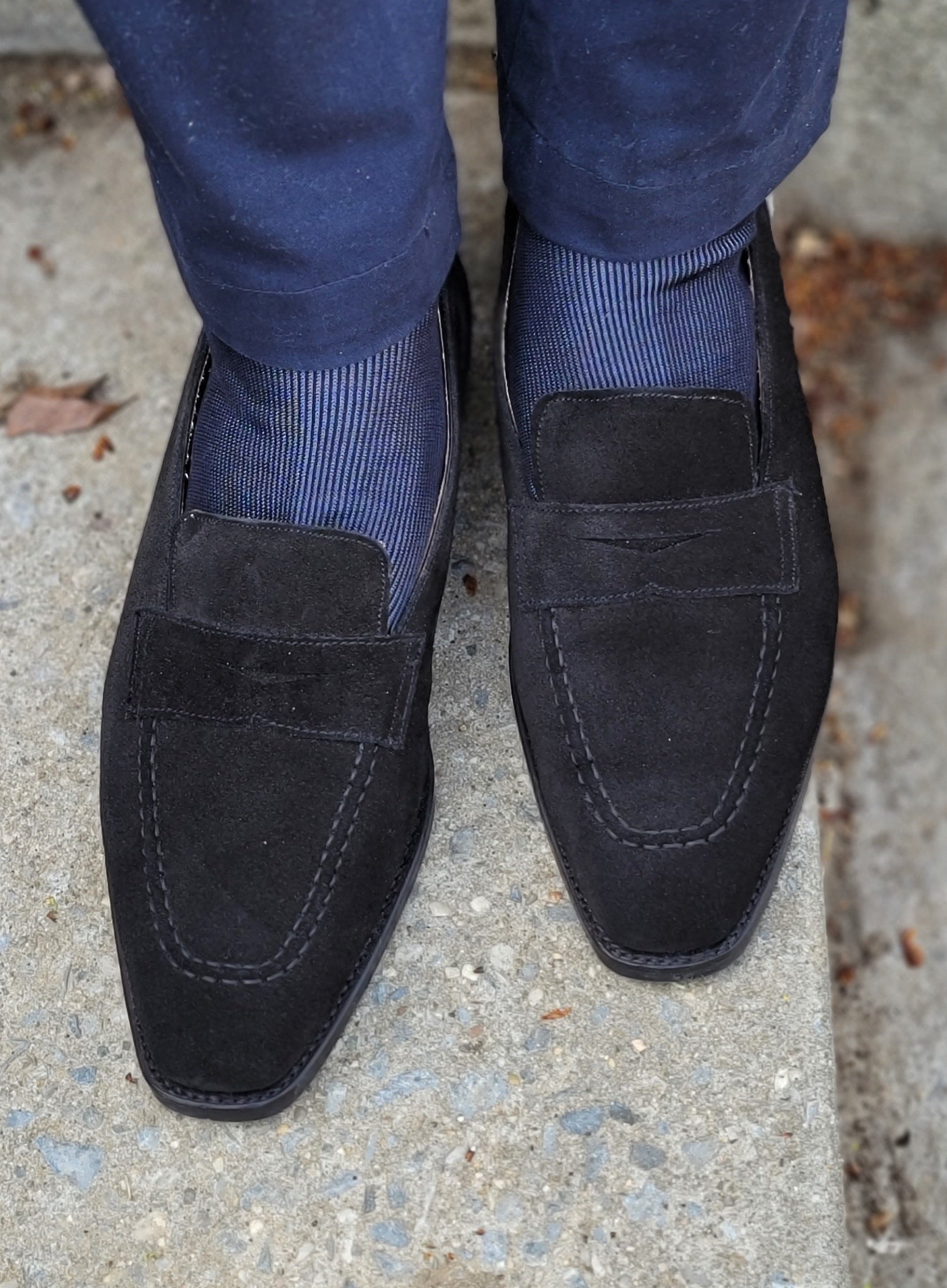Washington - Black Suede-Penny Loafers-J.FitzPatrick Footwear