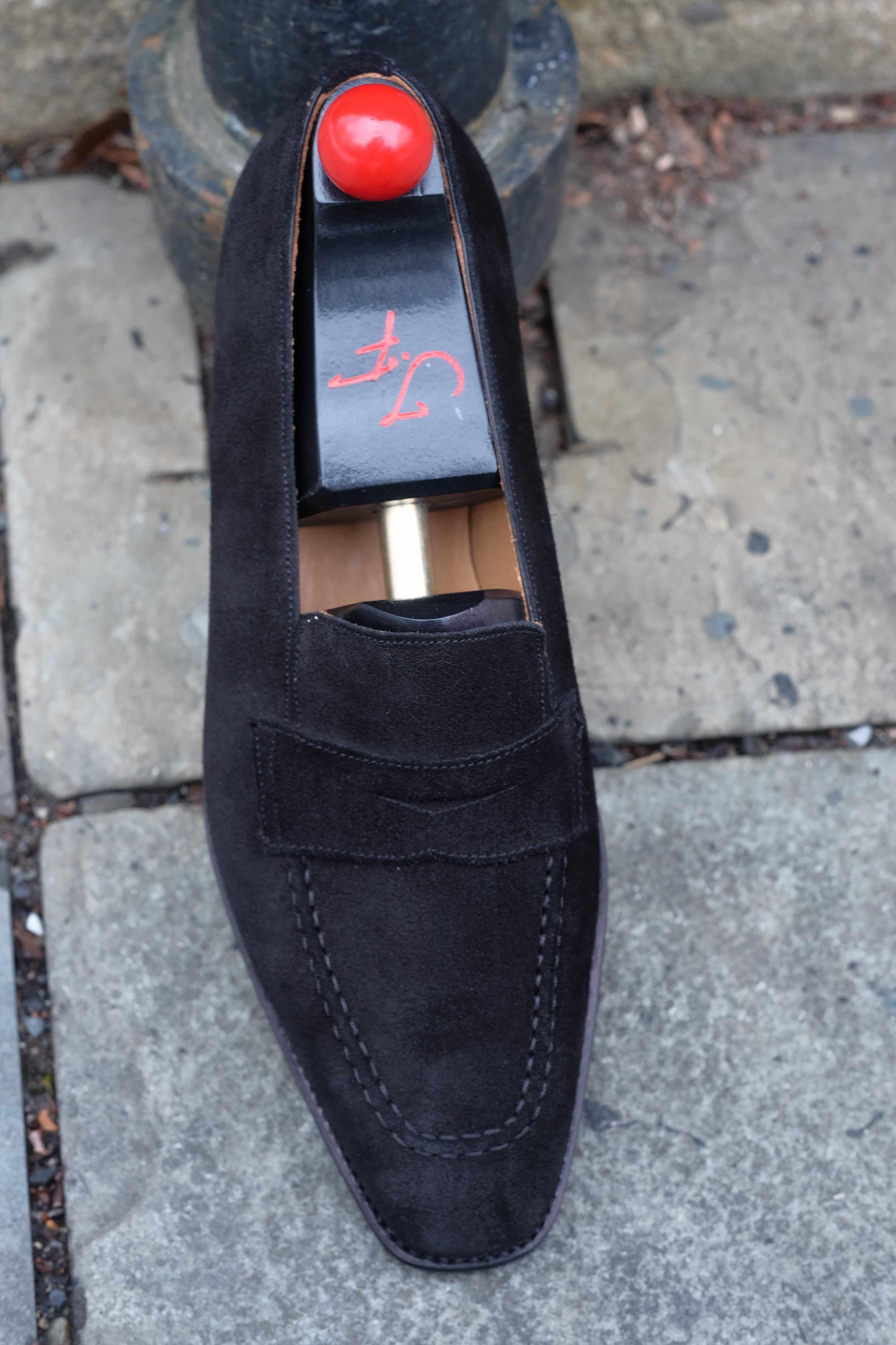 Washington - Black Suede-Penny Loafers-J.FitzPatrick Footwear