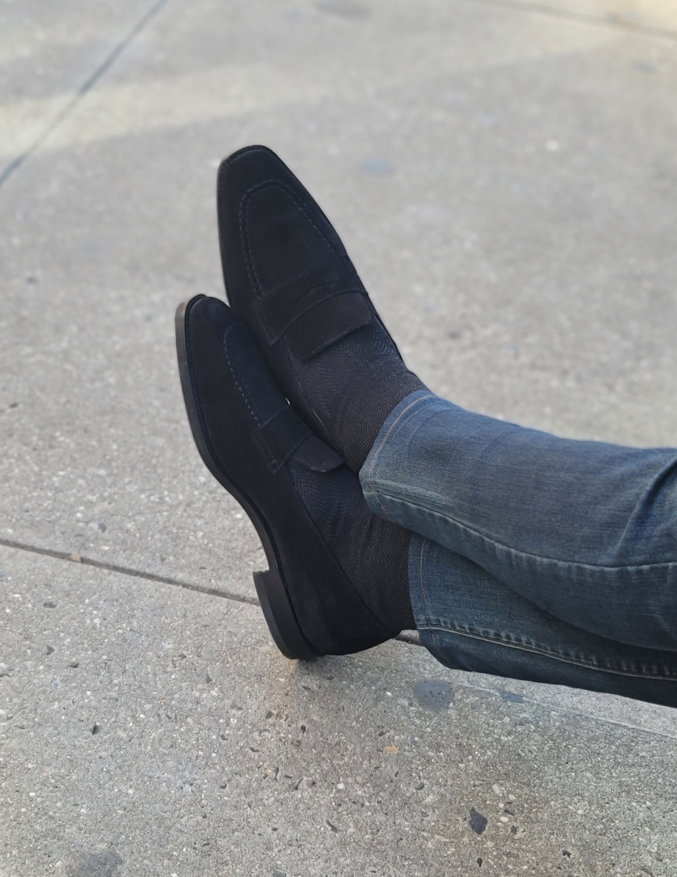 Washington - Black Suede-Penny Loafers-J.FitzPatrick Footwear