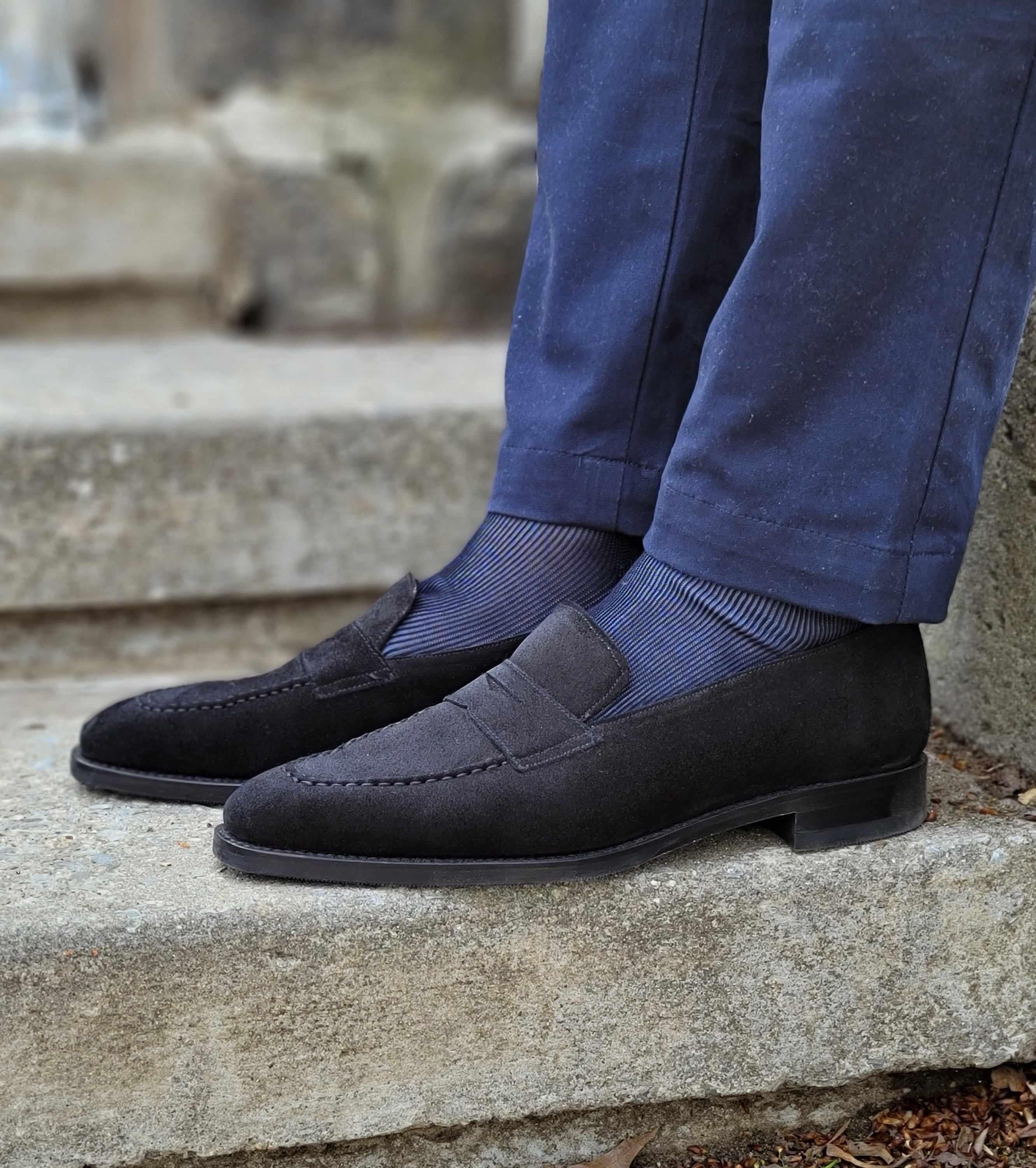 Washington - Black Suede-Penny Loafers-J.FitzPatrick Footwear