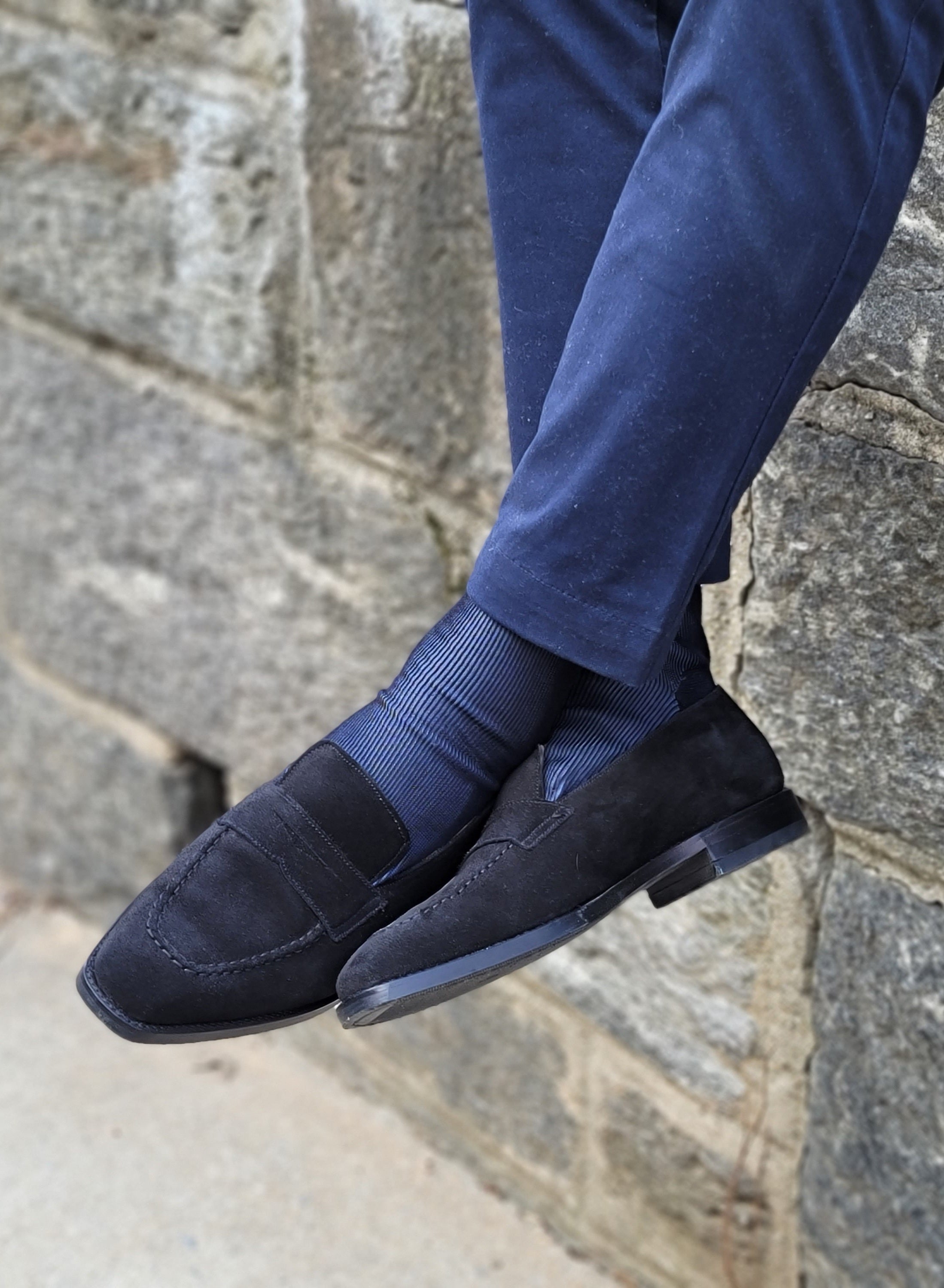 Washington - Black Suede-Penny Loafers-J.FitzPatrick Footwear