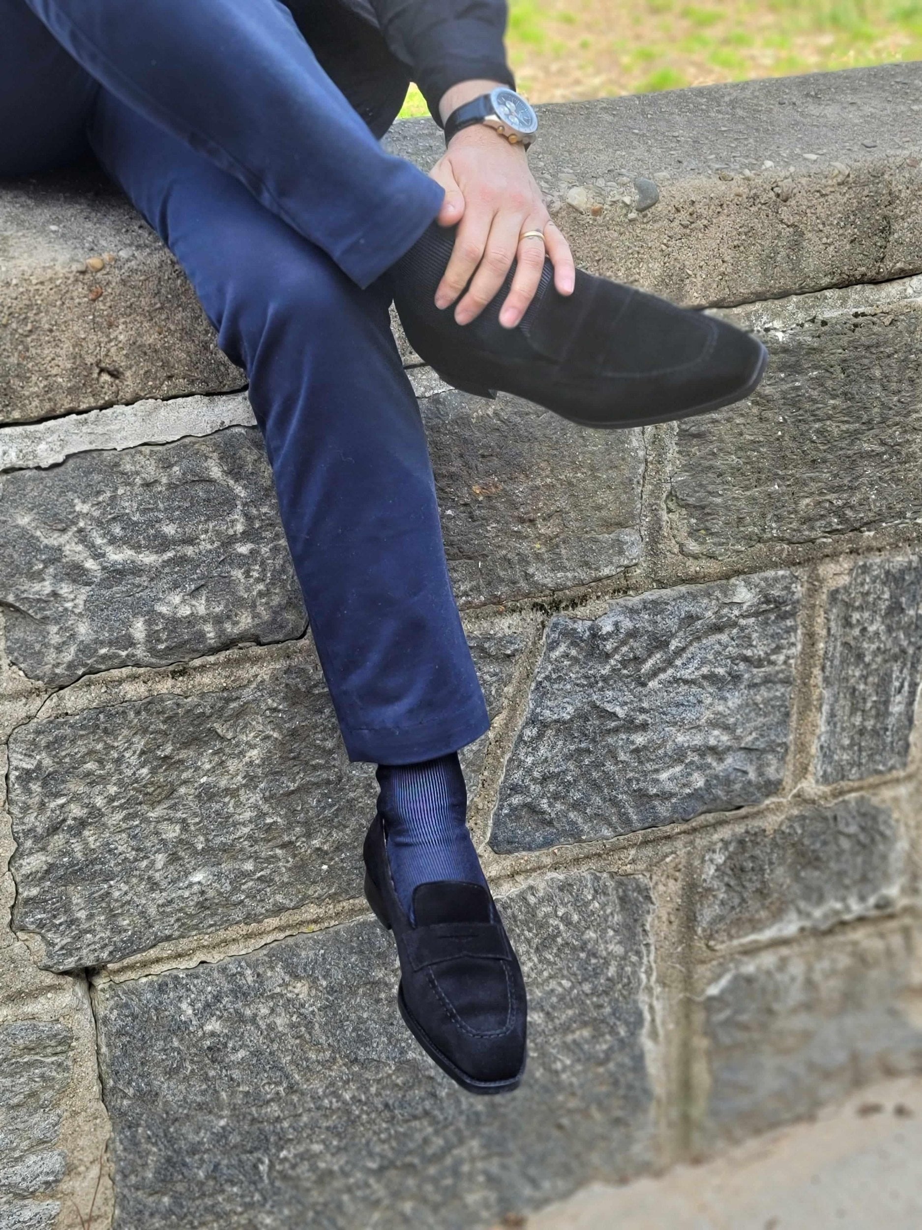 Washington - Black Suede-Penny Loafers-J.FitzPatrick Footwear