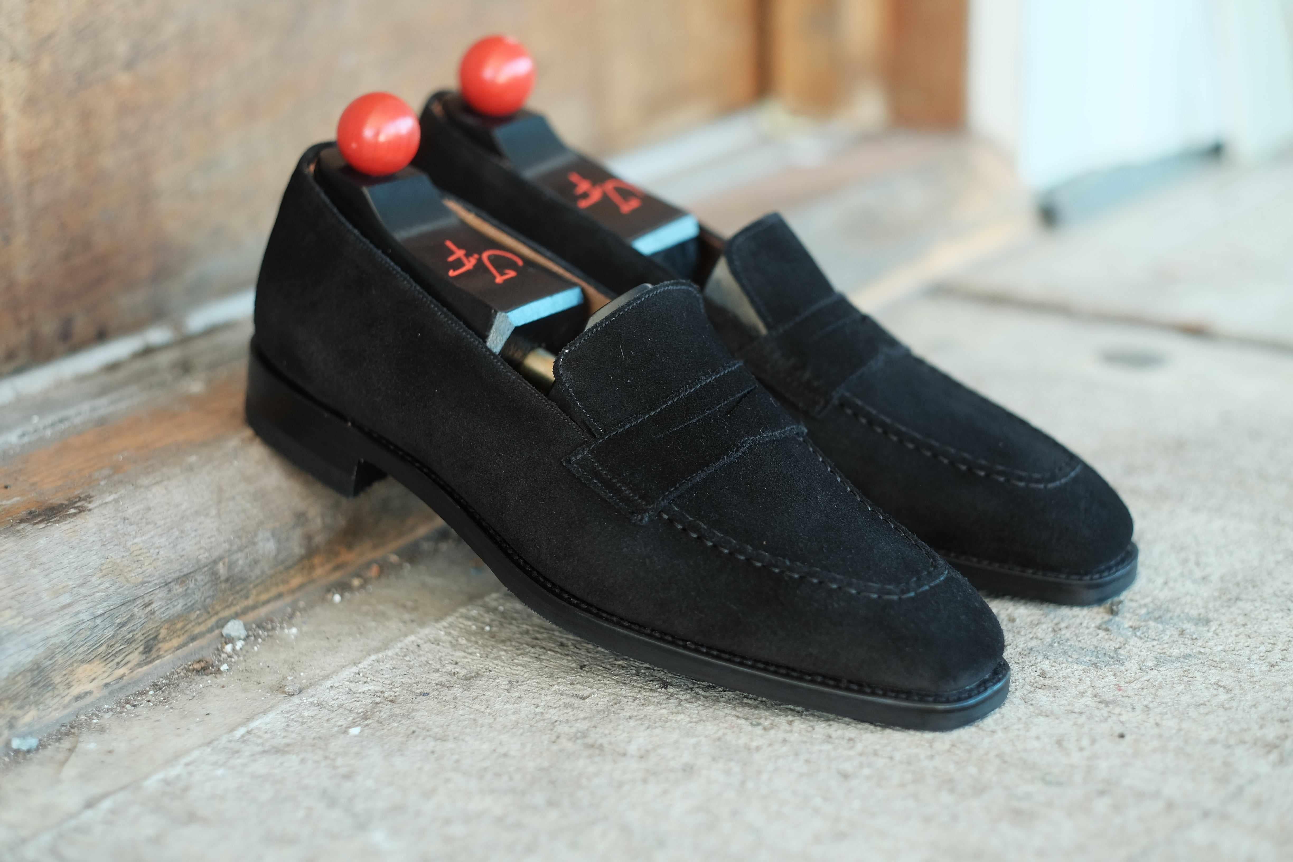 Washington - Black Suede-Penny Loafers-J.FitzPatrick Footwear
