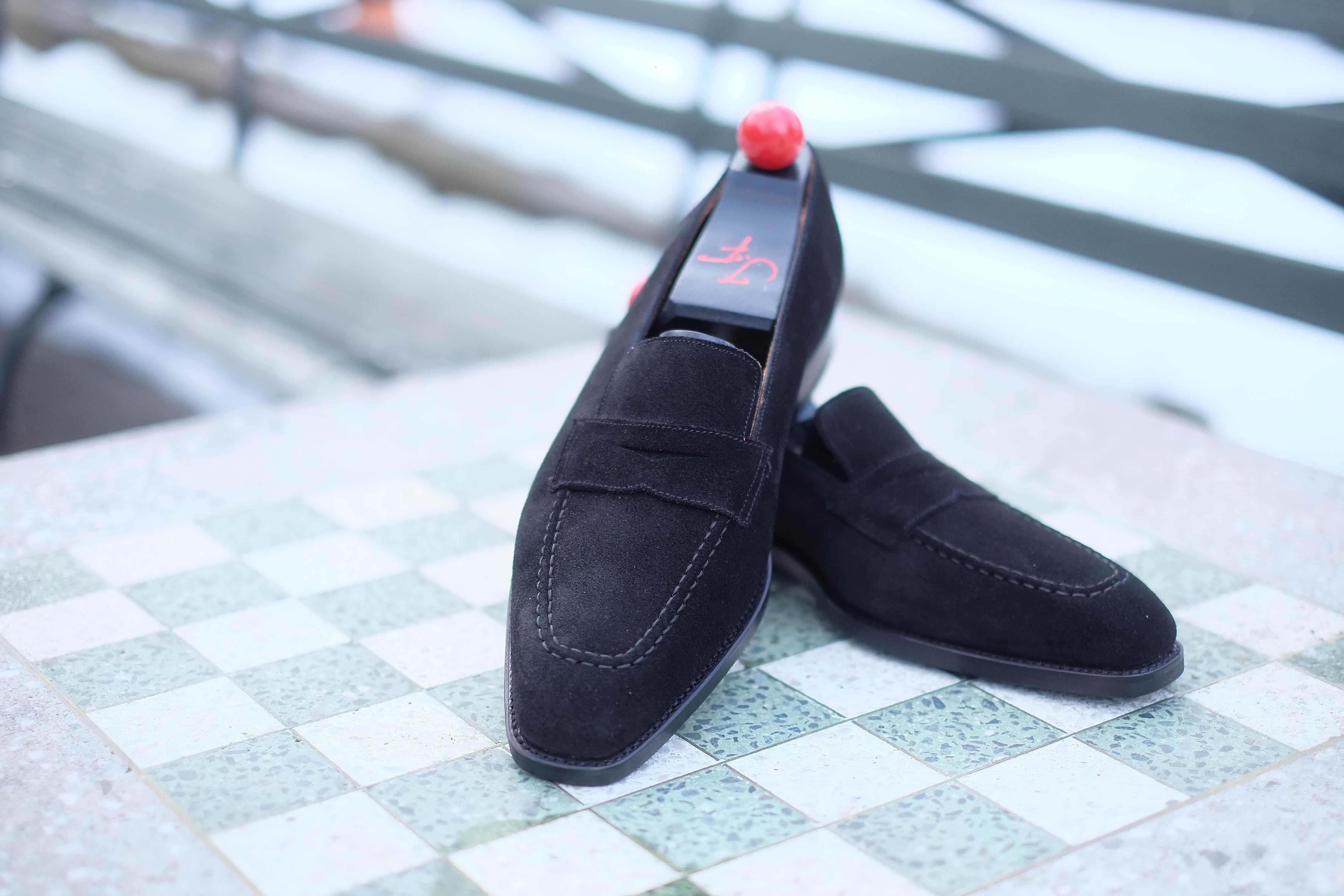 Washington - Black Suede-Penny Loafers-J.FitzPatrick Footwear