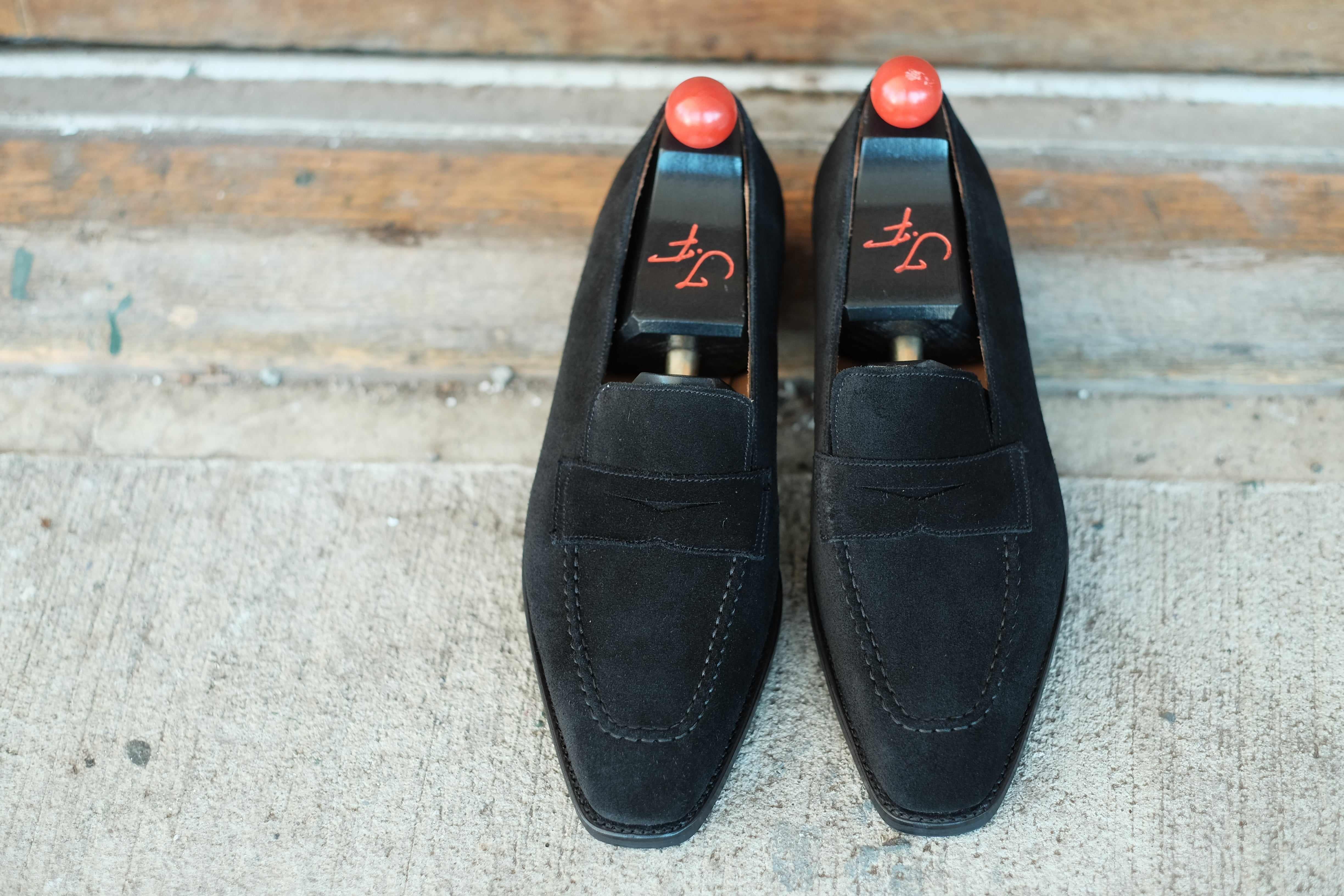 Washington - Black Suede-Penny Loafers-J.FitzPatrick Footwear