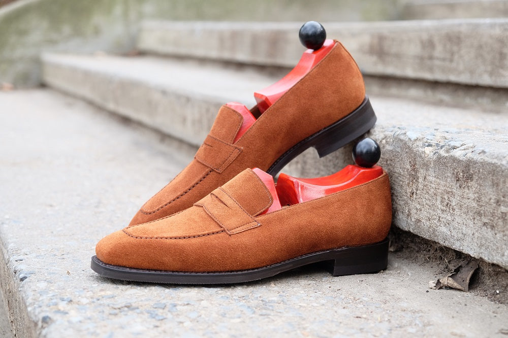 Washington - Cumin Suede-Penny Loafers-J.FitzPatrick Footwear