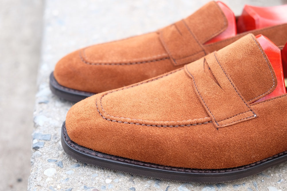 Washington - Cumin Suede-Penny Loafers-J.FitzPatrick Footwear