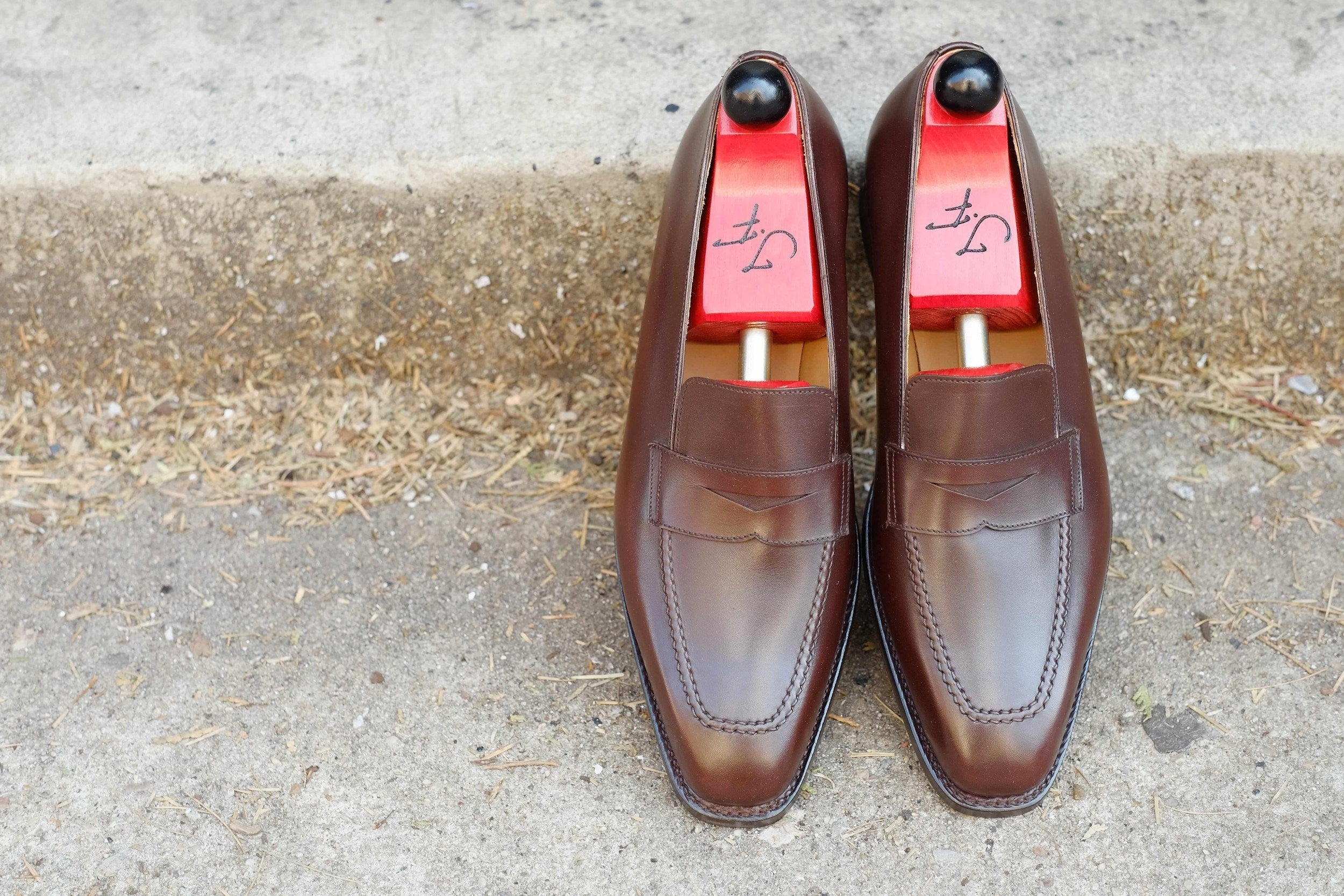 Washington - Dark Oak Calf-Penny Loafers-J.FitzPatrick Footwear