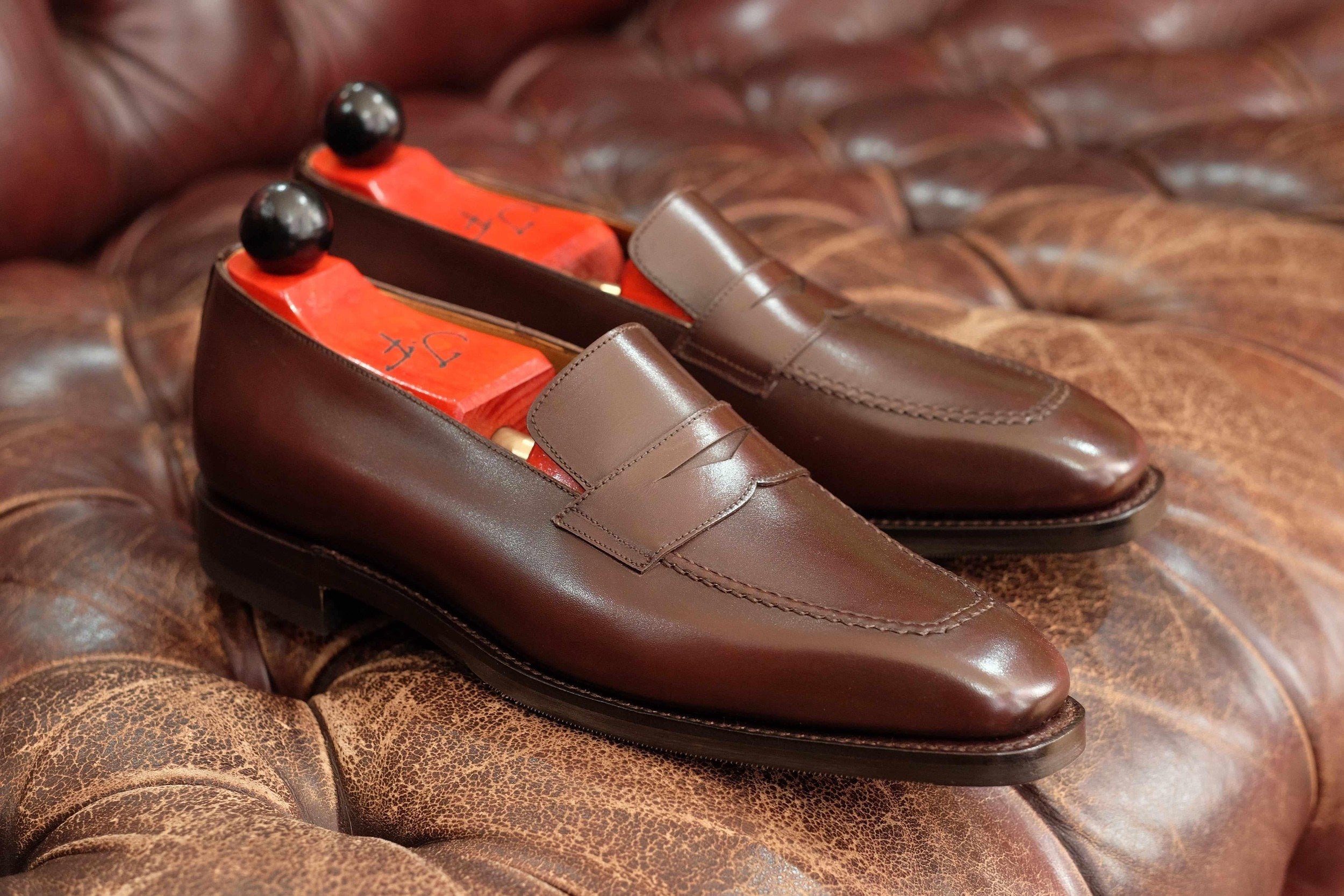 Washington - Dark Oak Calf-Penny Loafers-J.FitzPatrick Footwear