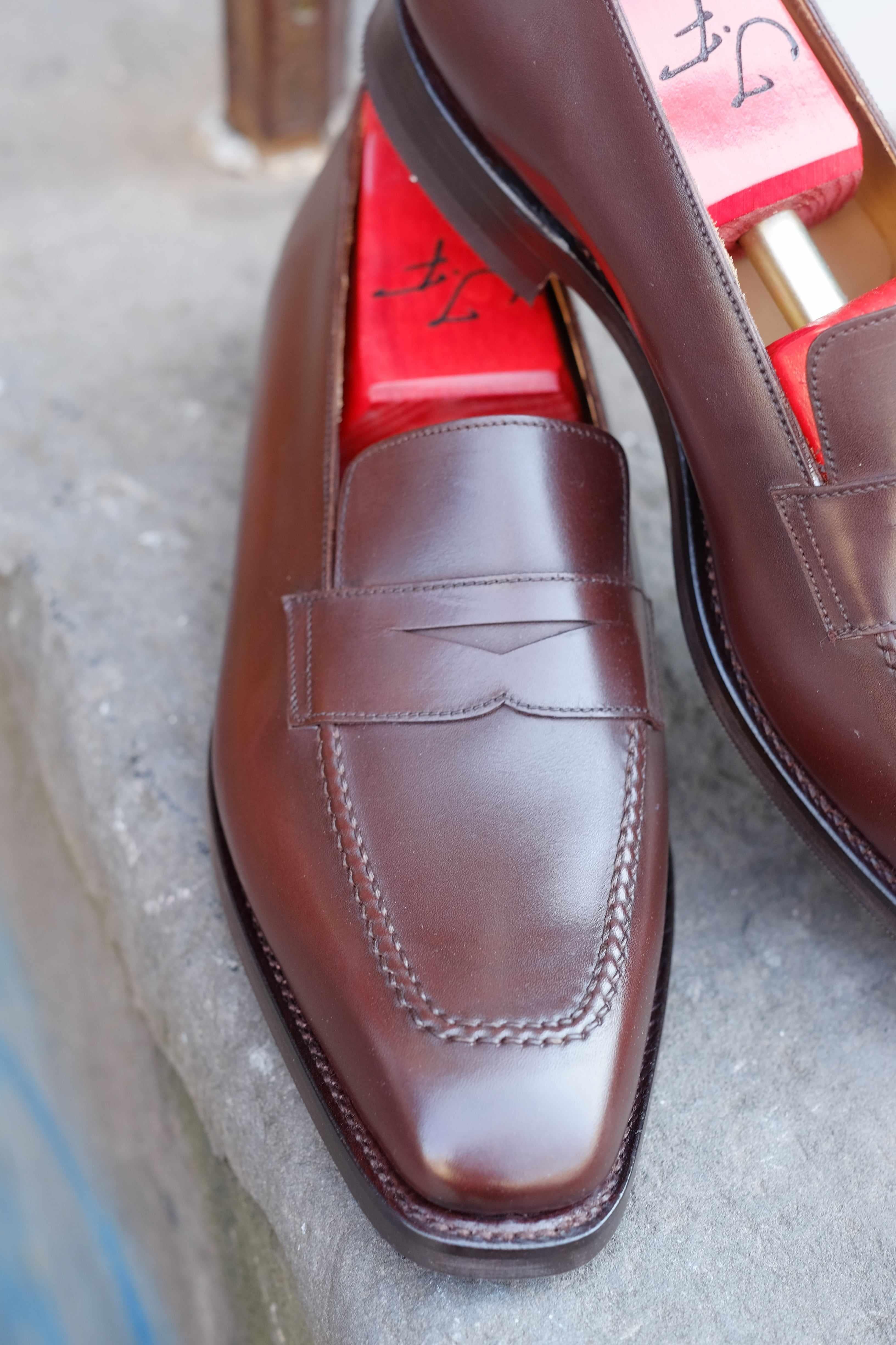 Washington - Dark Oak Calf-Penny Loafers-J.FitzPatrick Footwear