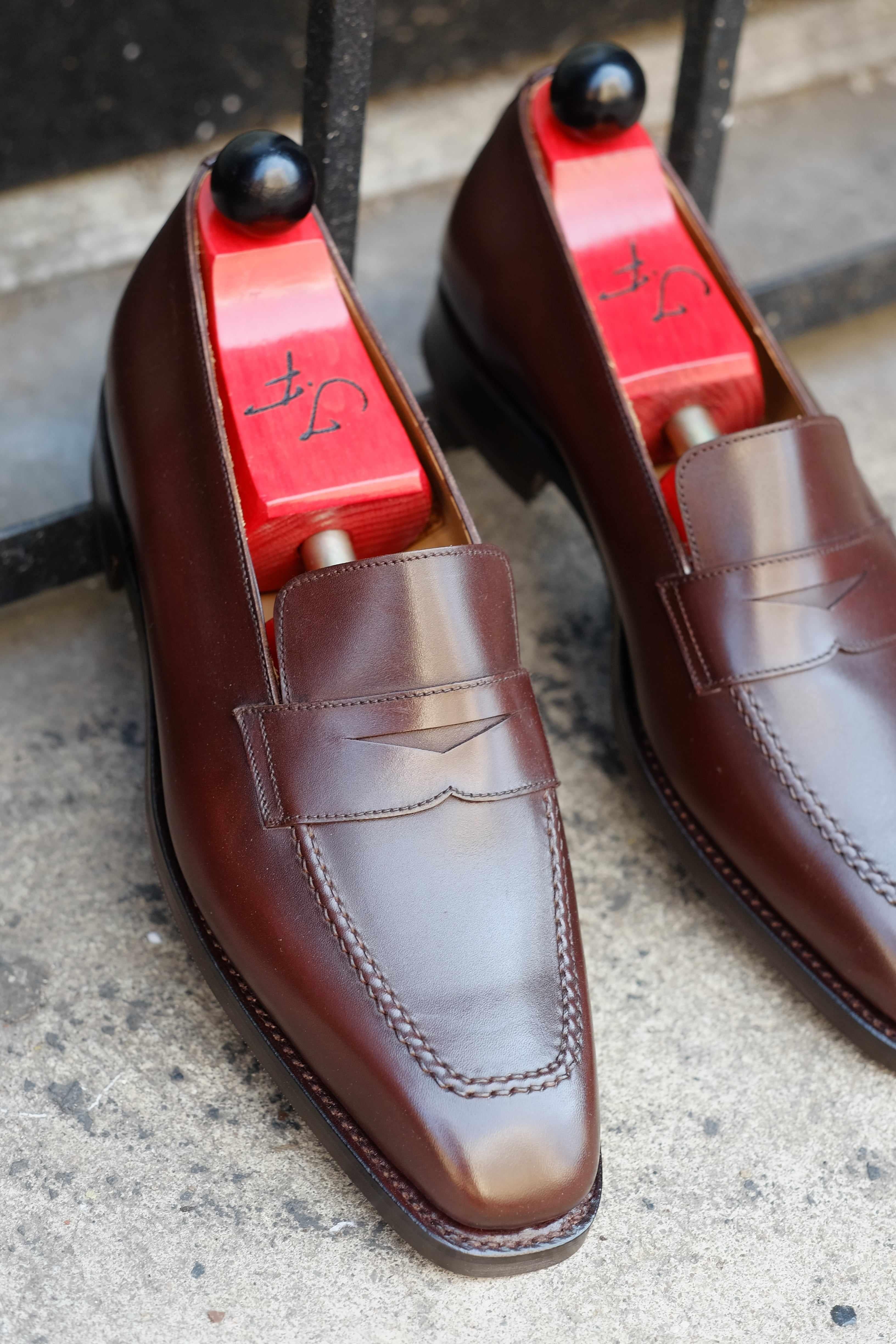 Washington - Dark Oak Calf-Penny Loafers-J.FitzPatrick Footwear
