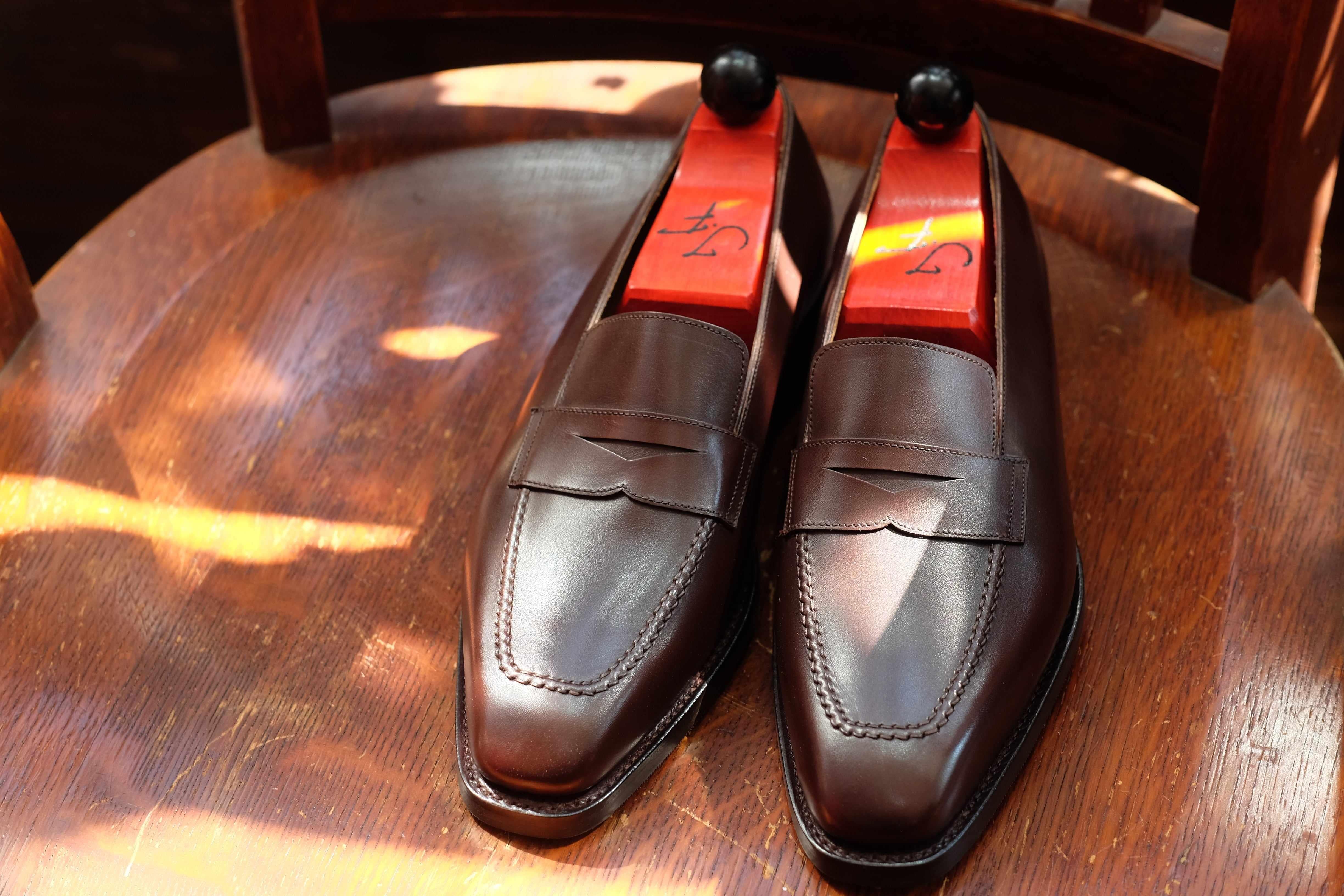Washington - Dark Oak Calf-Penny Loafers-J.FitzPatrick Footwear
