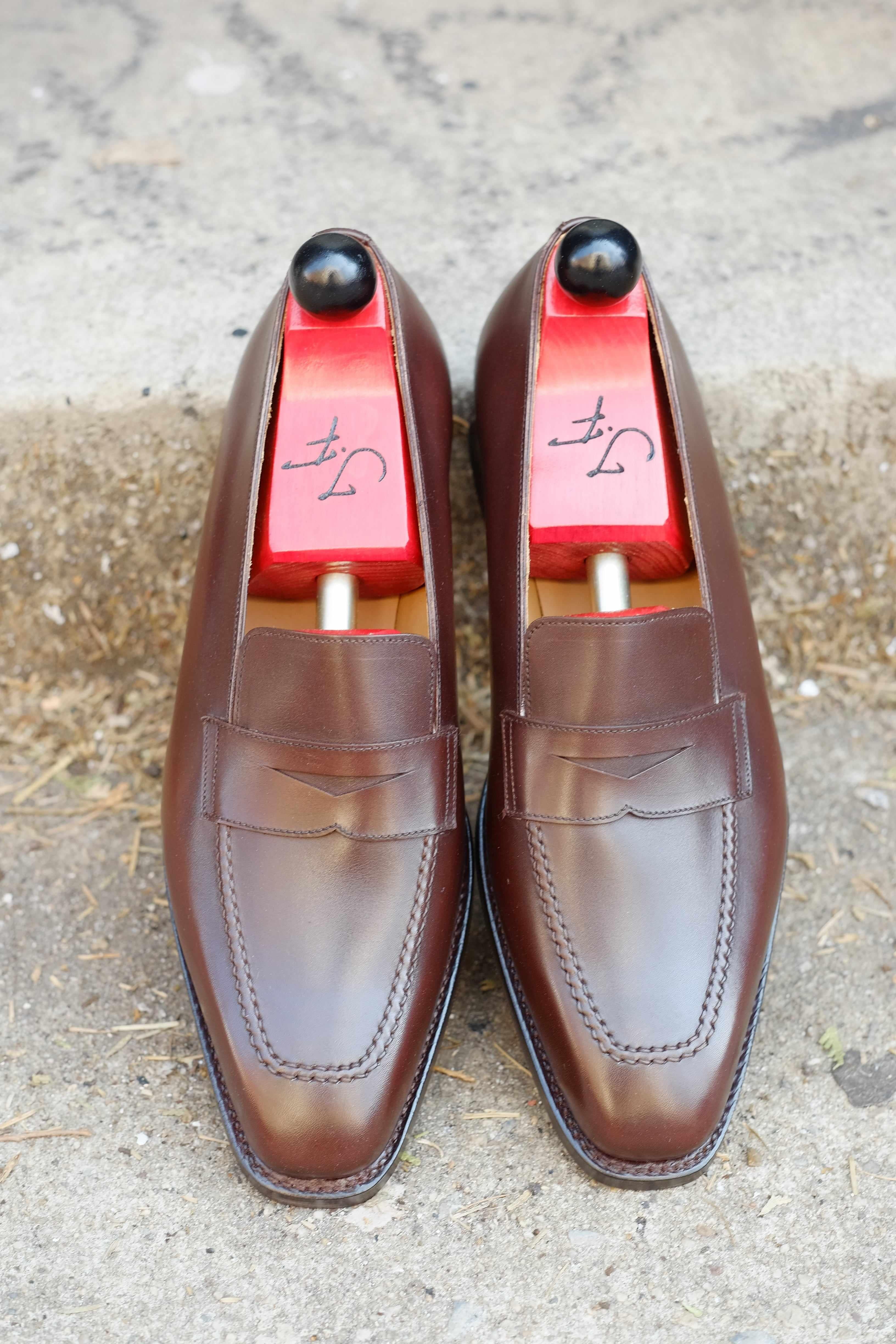 Washington - Dark Oak Calf-Penny Loafers-J.FitzPatrick Footwear