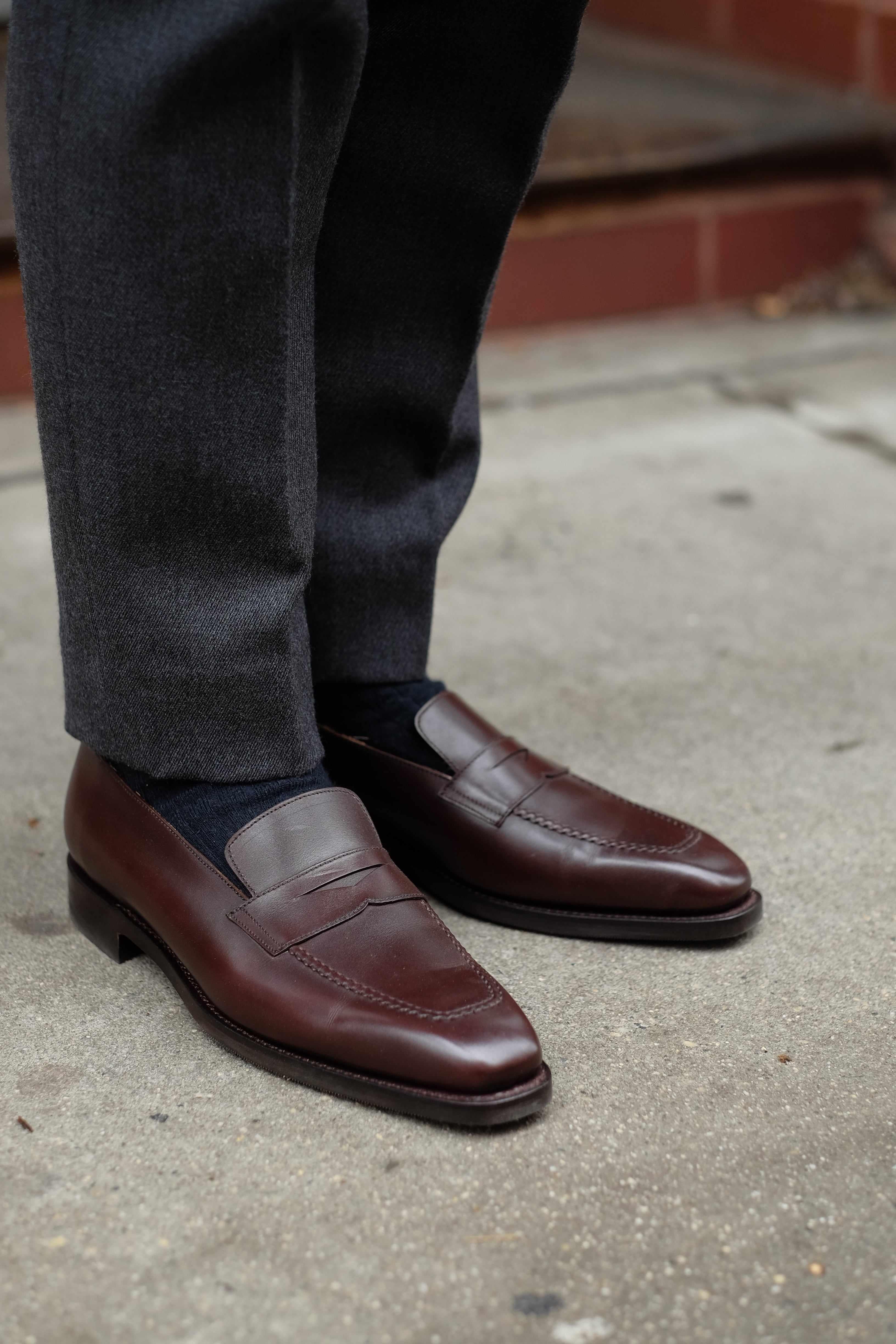 Washington - Dark Oak Calf-Penny Loafers-J.FitzPatrick Footwear