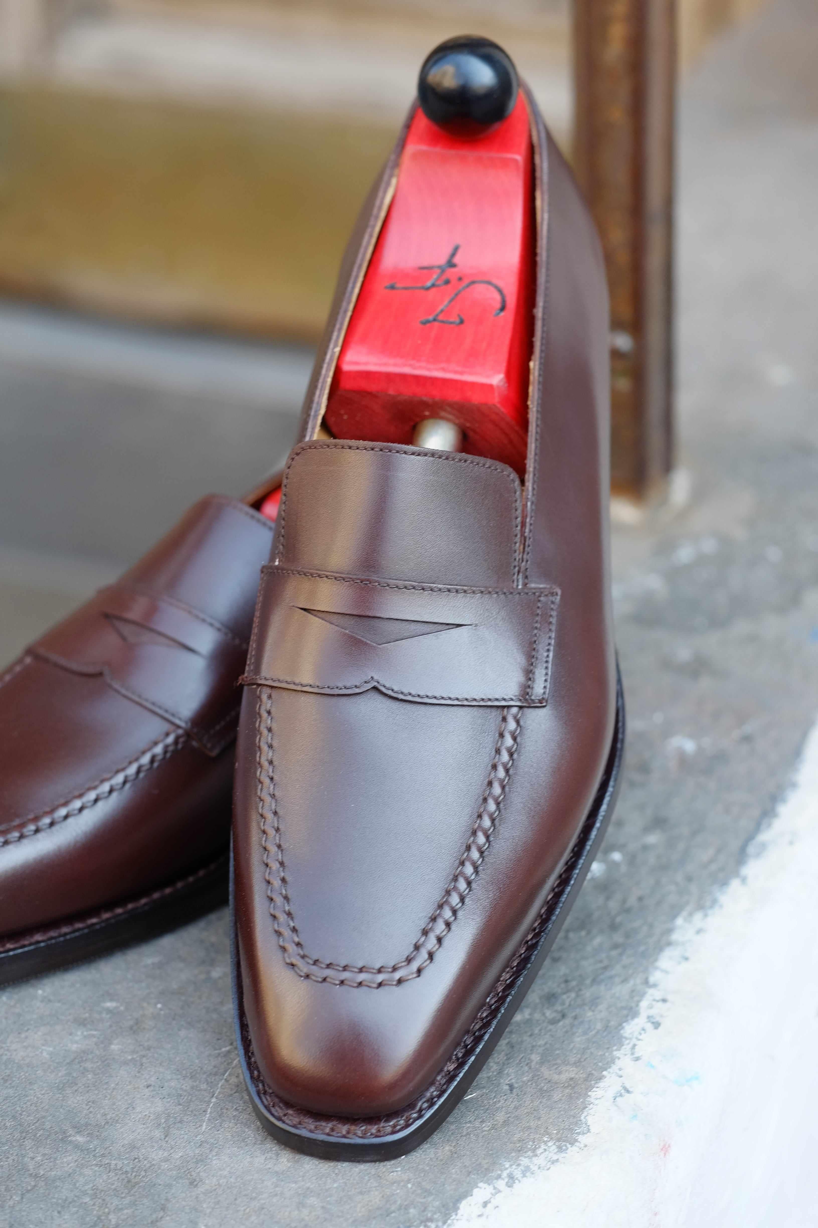 Washington - Dark Oak Calf-Penny Loafers-J.FitzPatrick Footwear