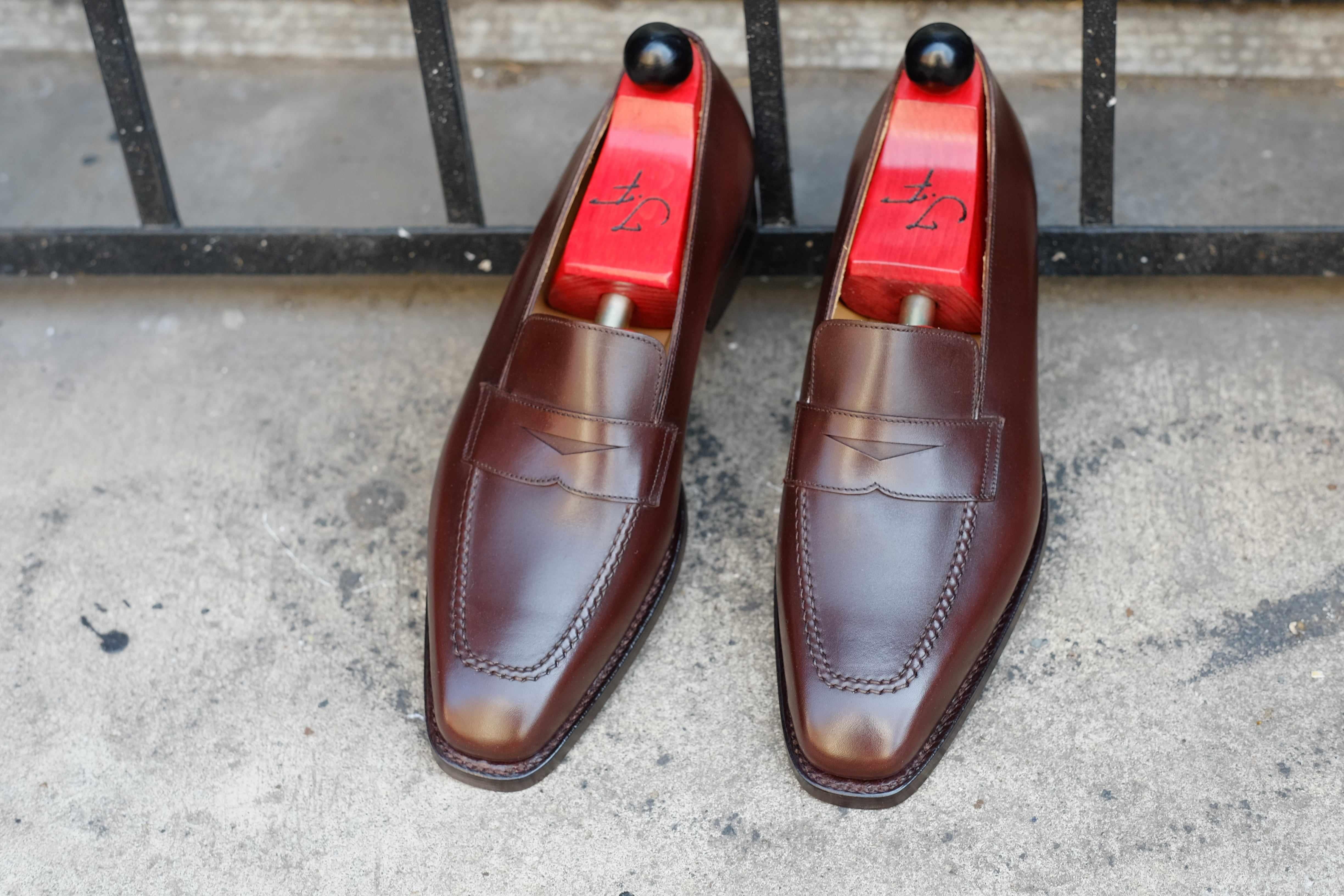 Washington - Dark Oak Calf-Penny Loafers-J.FitzPatrick Footwear