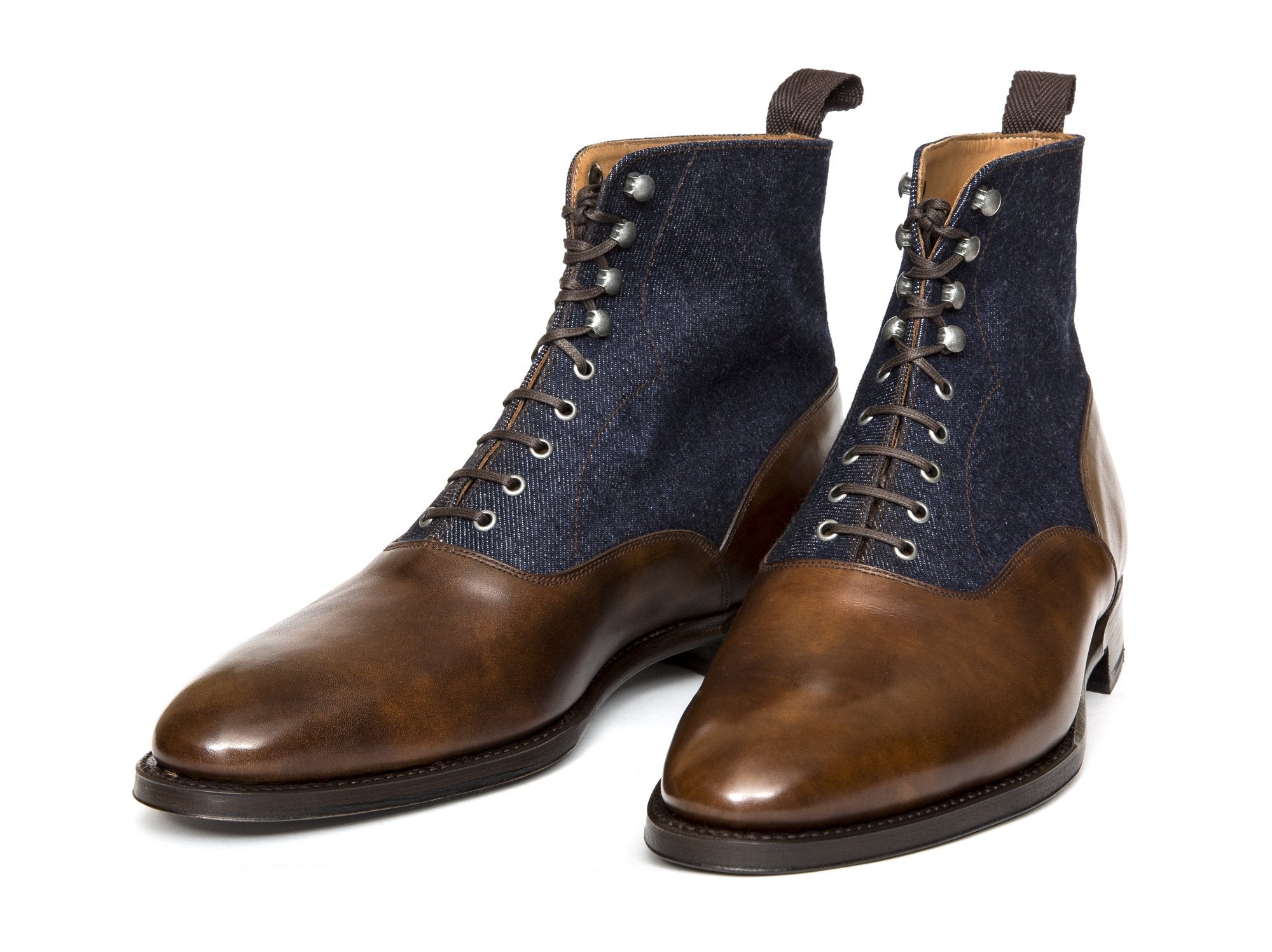 Wedgwood - MTO - Copper Museum Calf / Denim - TMG Last - Single Leather Sole-Made To Order Lace Laceup Balmoral Boot-J.FitzPatrick Footwear