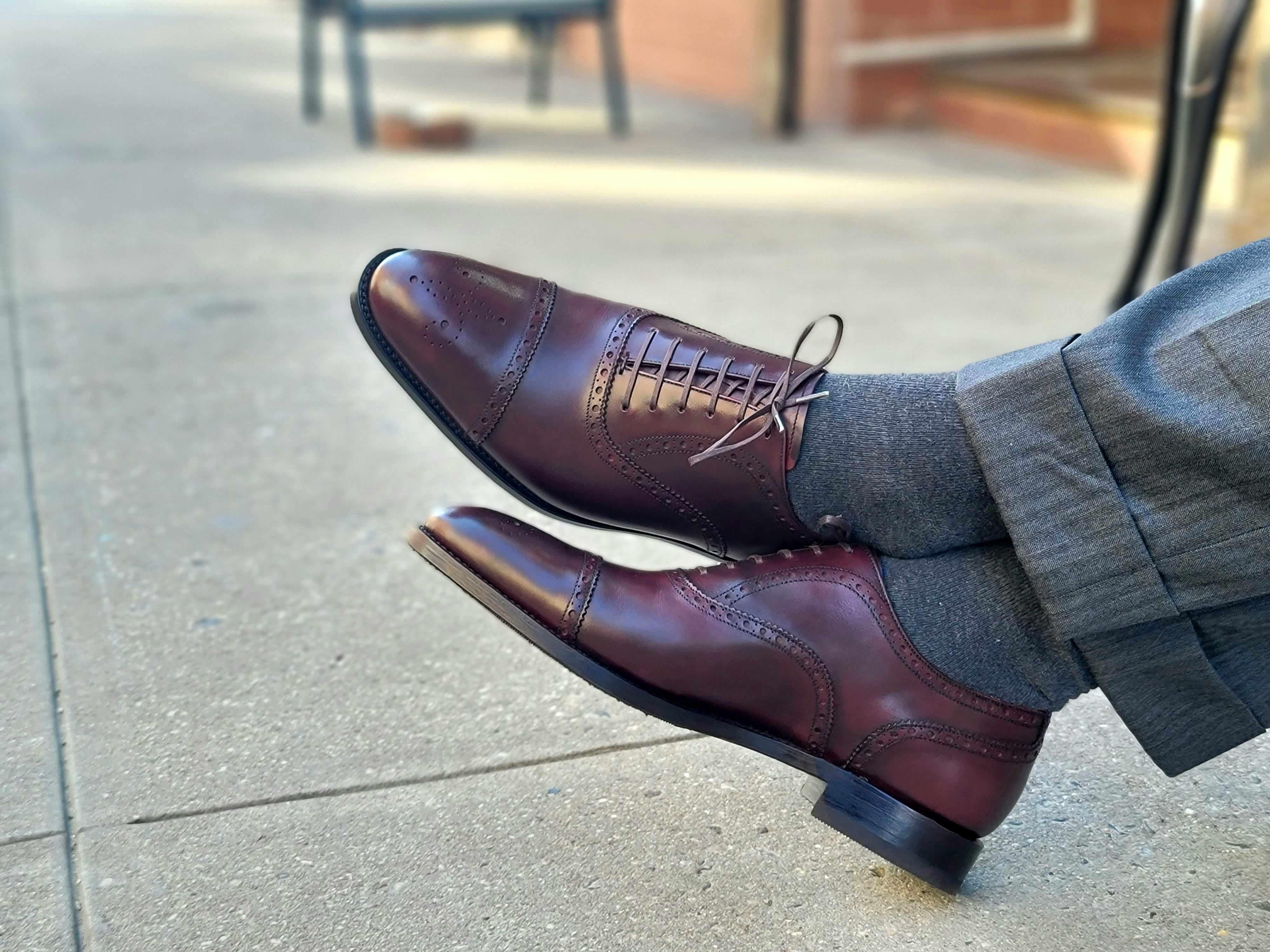 Wenatchee - Sangria Calf-Captoe Cap Toe Brogue Oxfords-J.FitzPatrick Footwear