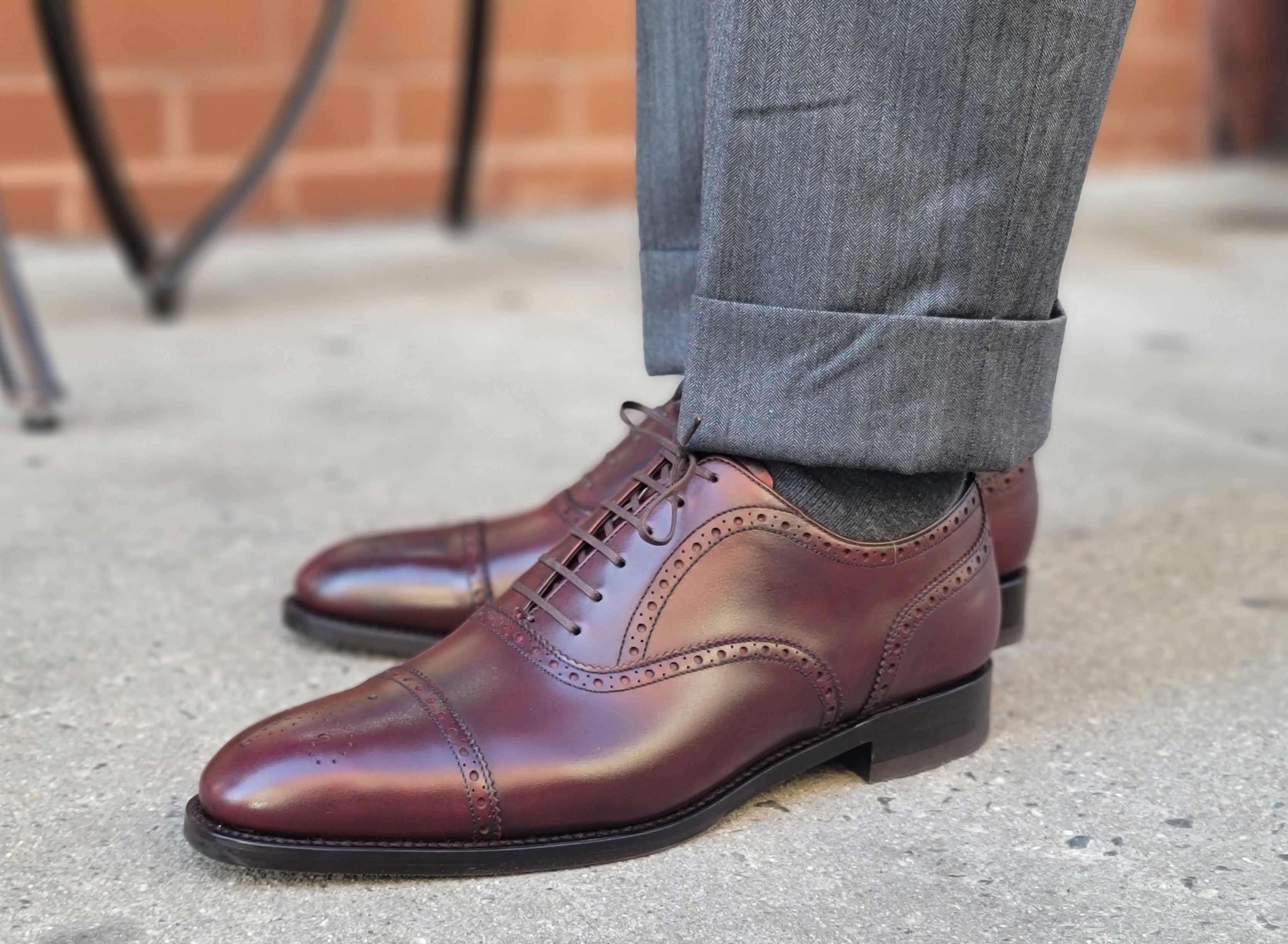 Wenatchee - Sangria Calf-Captoe Cap Toe Brogue Oxfords-J.FitzPatrick Footwear