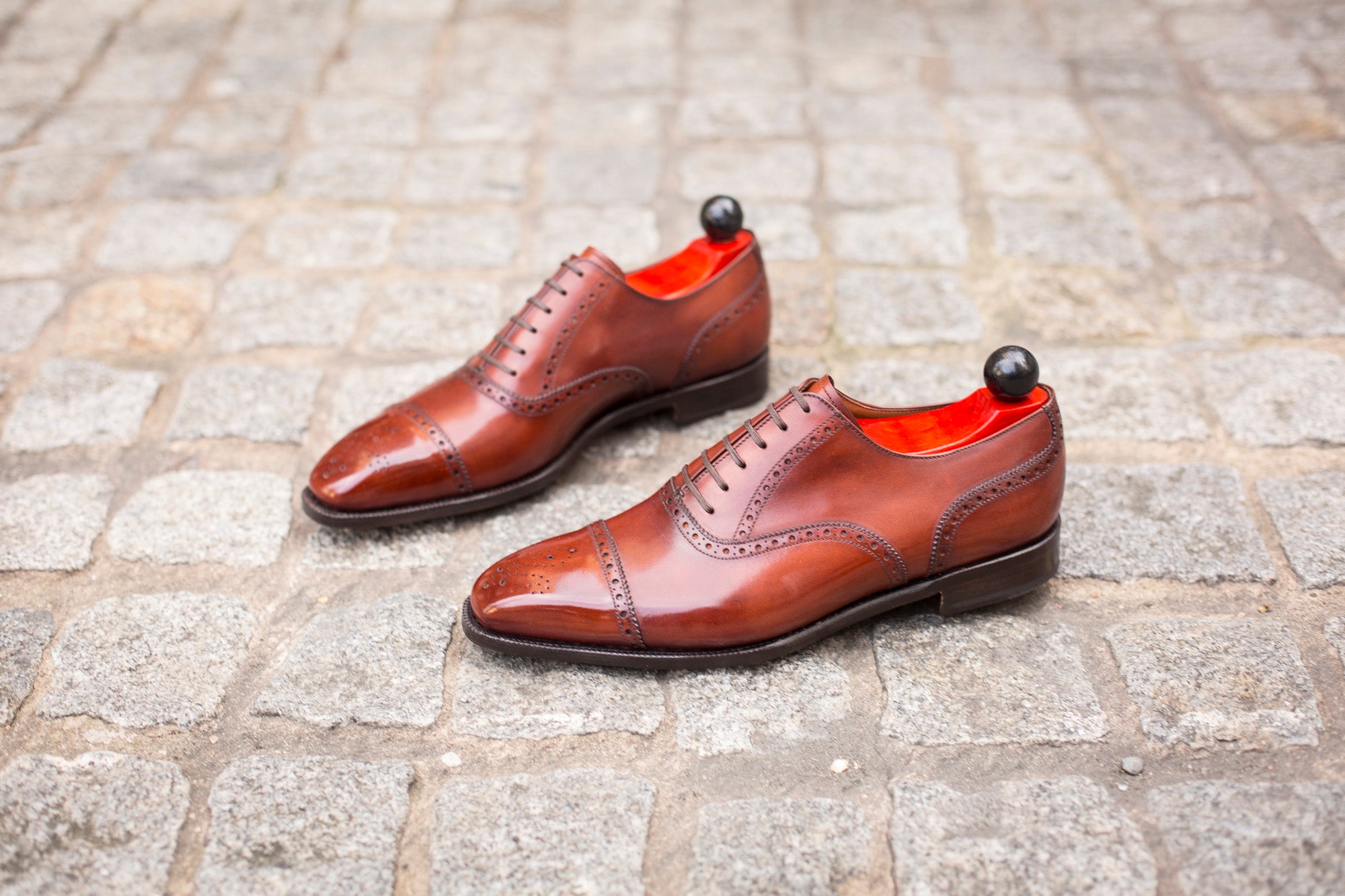 Windermere - MTO - Auburn Calf - MGF Last - Single Leather Sole-Made To Order Captoe Cap Toe Medallion Brogue Oxfords-J.FitzPatrick Footwear