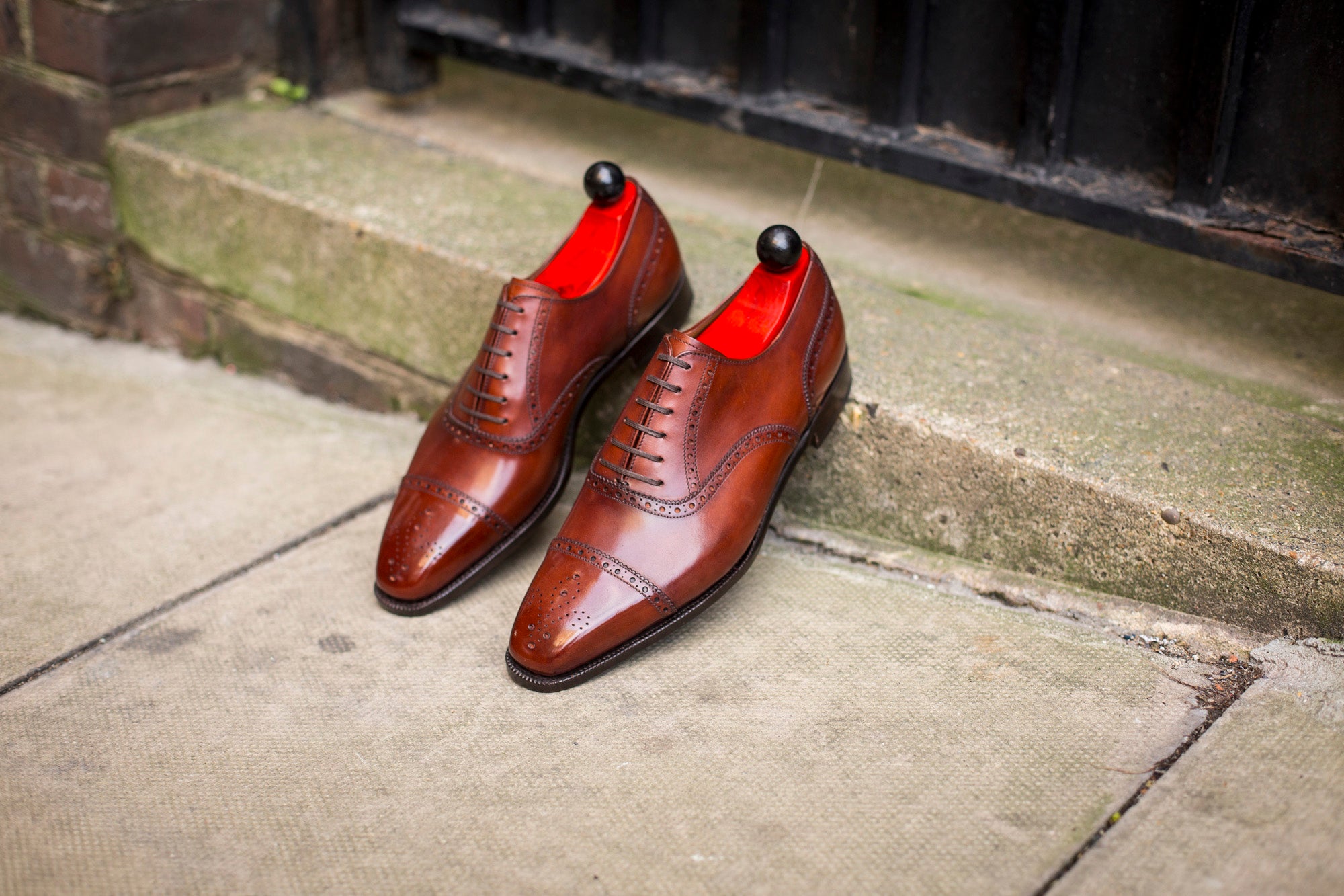 Windermere - MTO - Auburn Calf - MGF Last - Single Leather Sole-Made To Order Captoe Cap Toe Medallion Brogue Oxfords-J.FitzPatrick Footwear