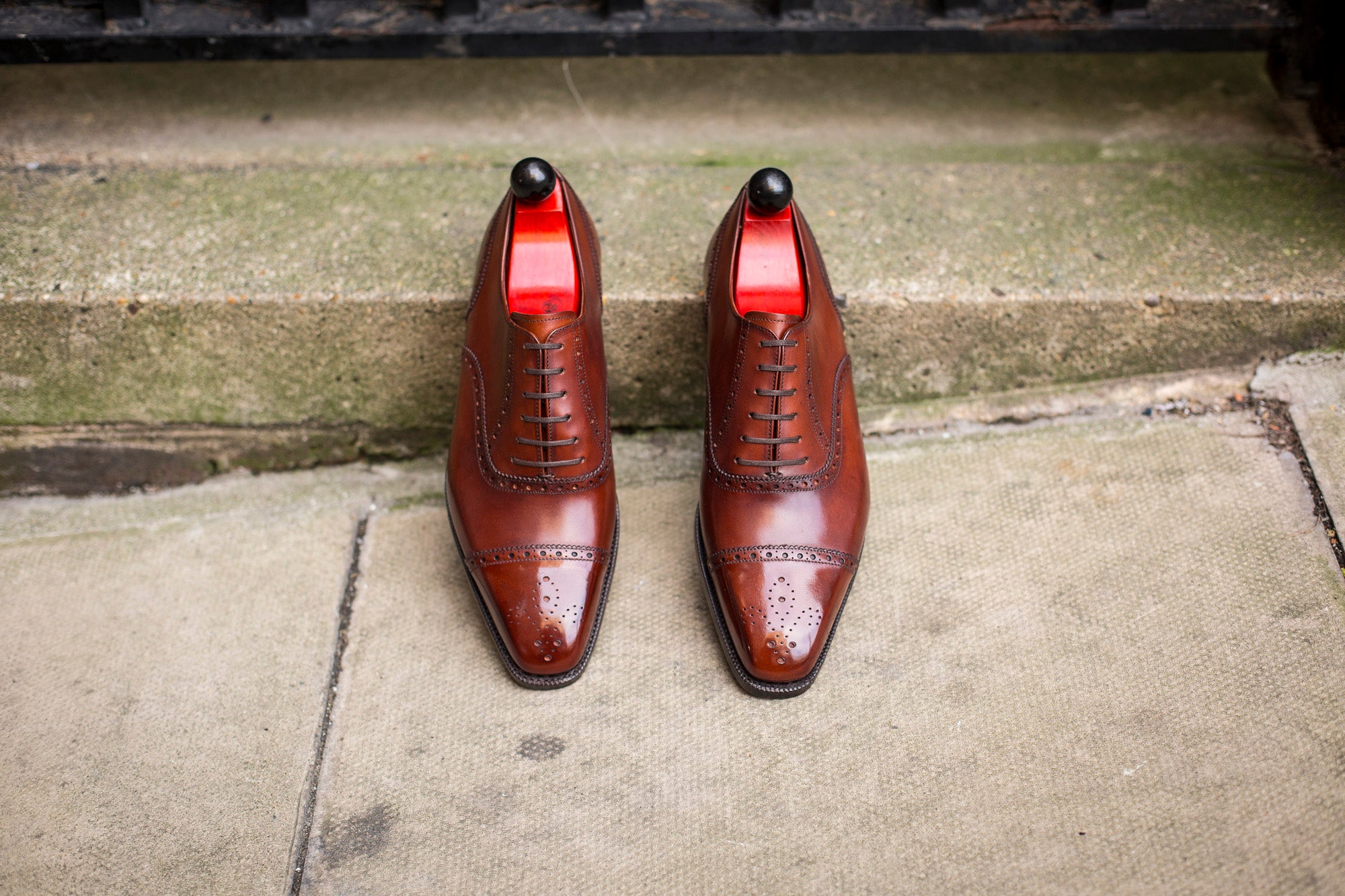 Windermere - MTO - Auburn Calf - MGF Last - Single Leather Sole-Made To Order Captoe Cap Toe Medallion Brogue Oxfords-J.FitzPatrick Footwear